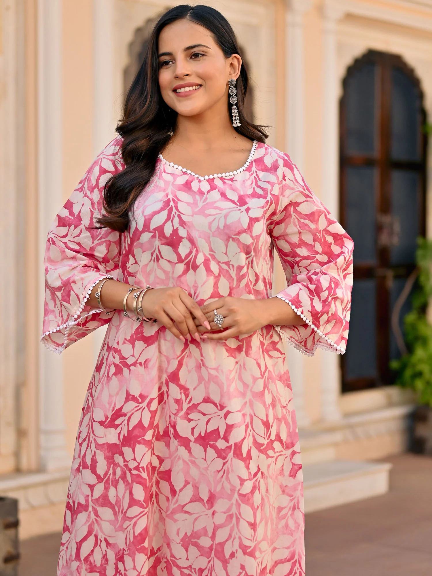 baby pink printed cotton kurta set - Image 8