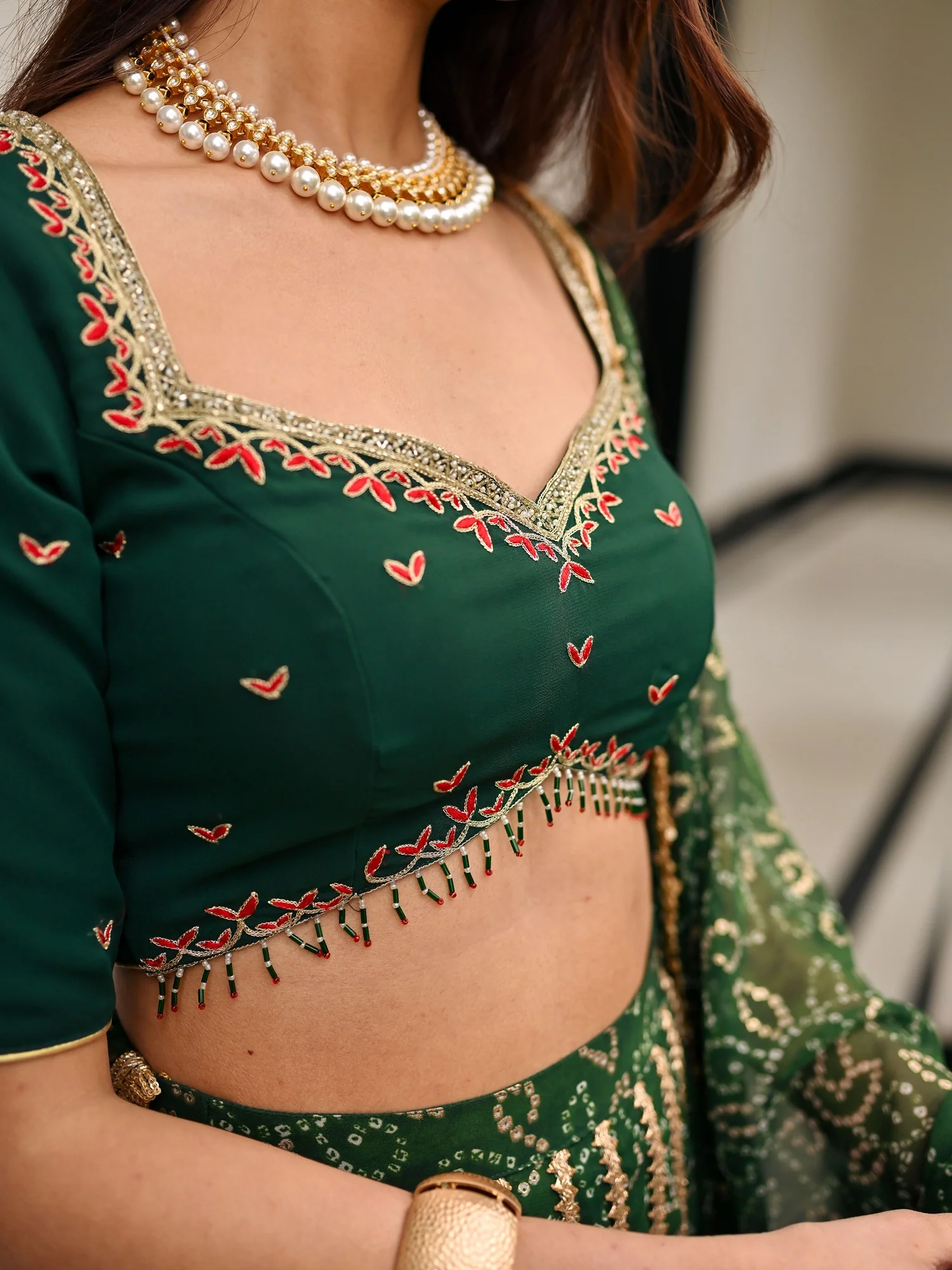 BHANDHEJ BAAGH Green Lehenga - Image 2