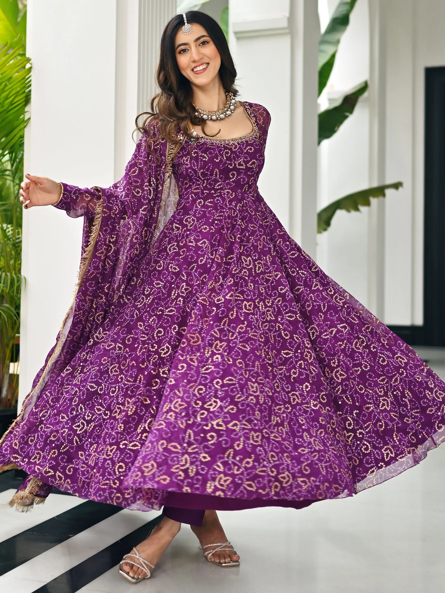 BHANDHEJ BAAGH Purple Anarkali Set - Image 2