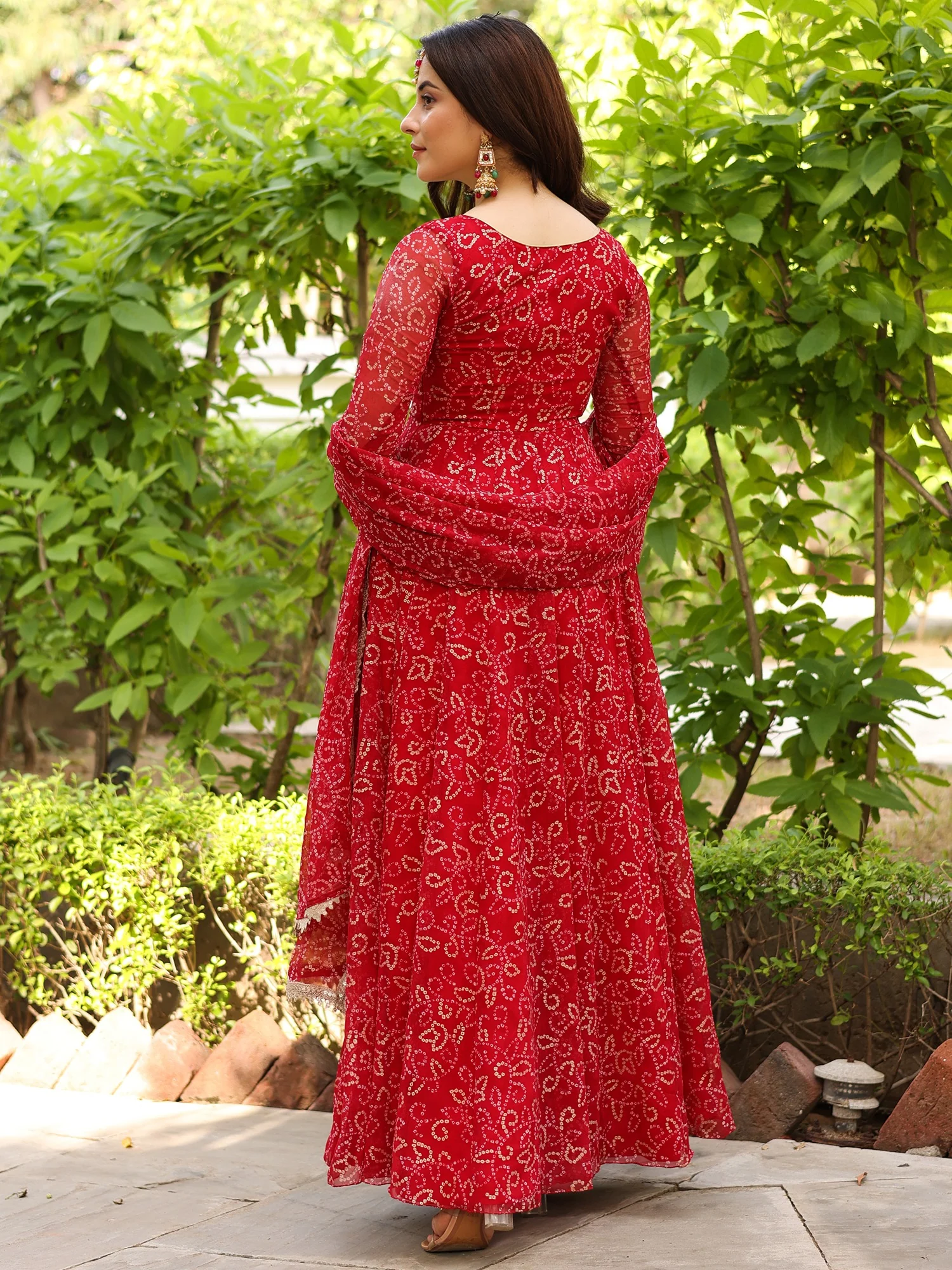 BHANDHEJ BAAGH Red Anarkali - Image 4