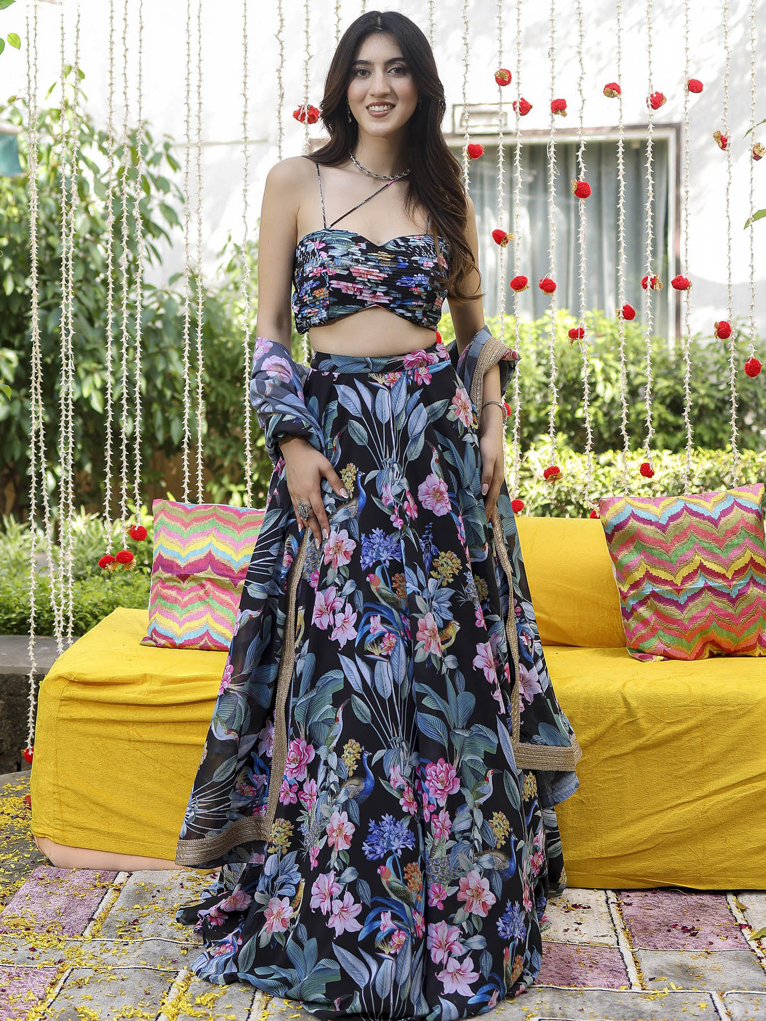 Black Printed Lehenga Set - Image 3