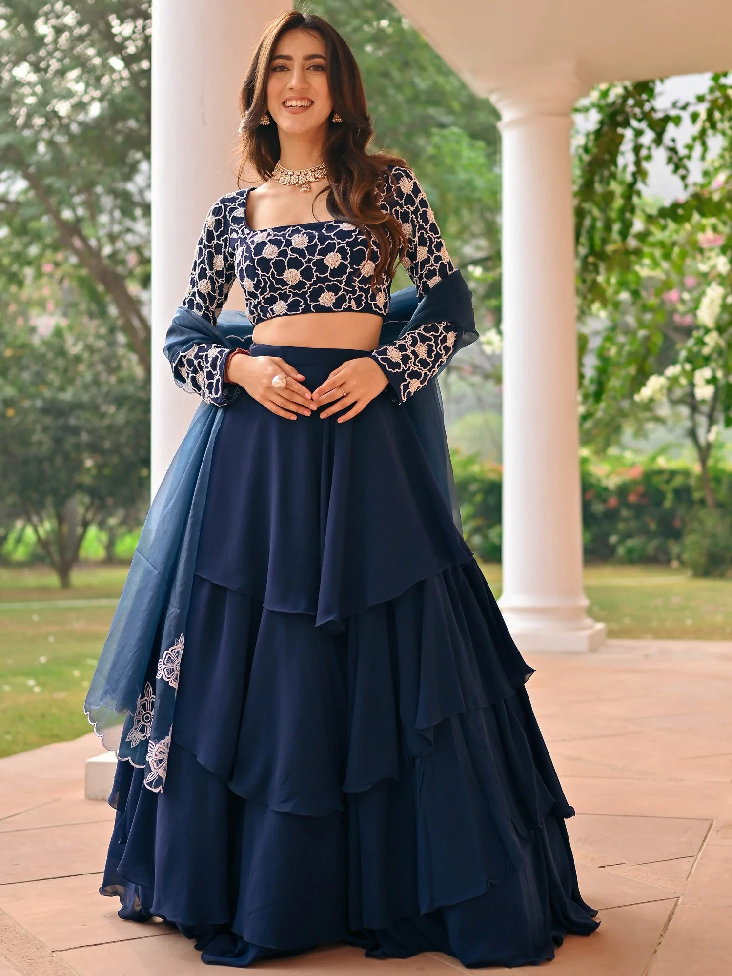 Blue Beads Lehenga Set - Image 2