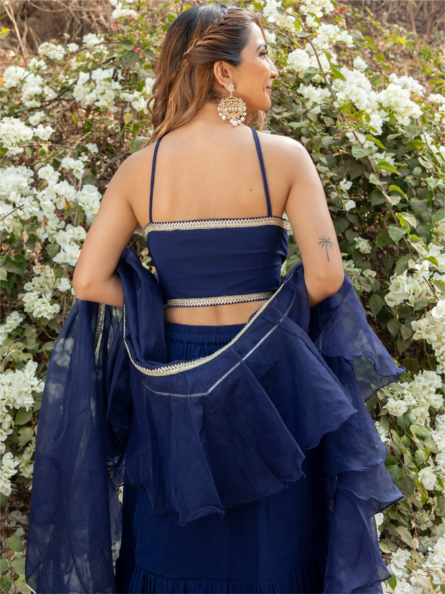 Blue Georgette Lehenga - Image 3