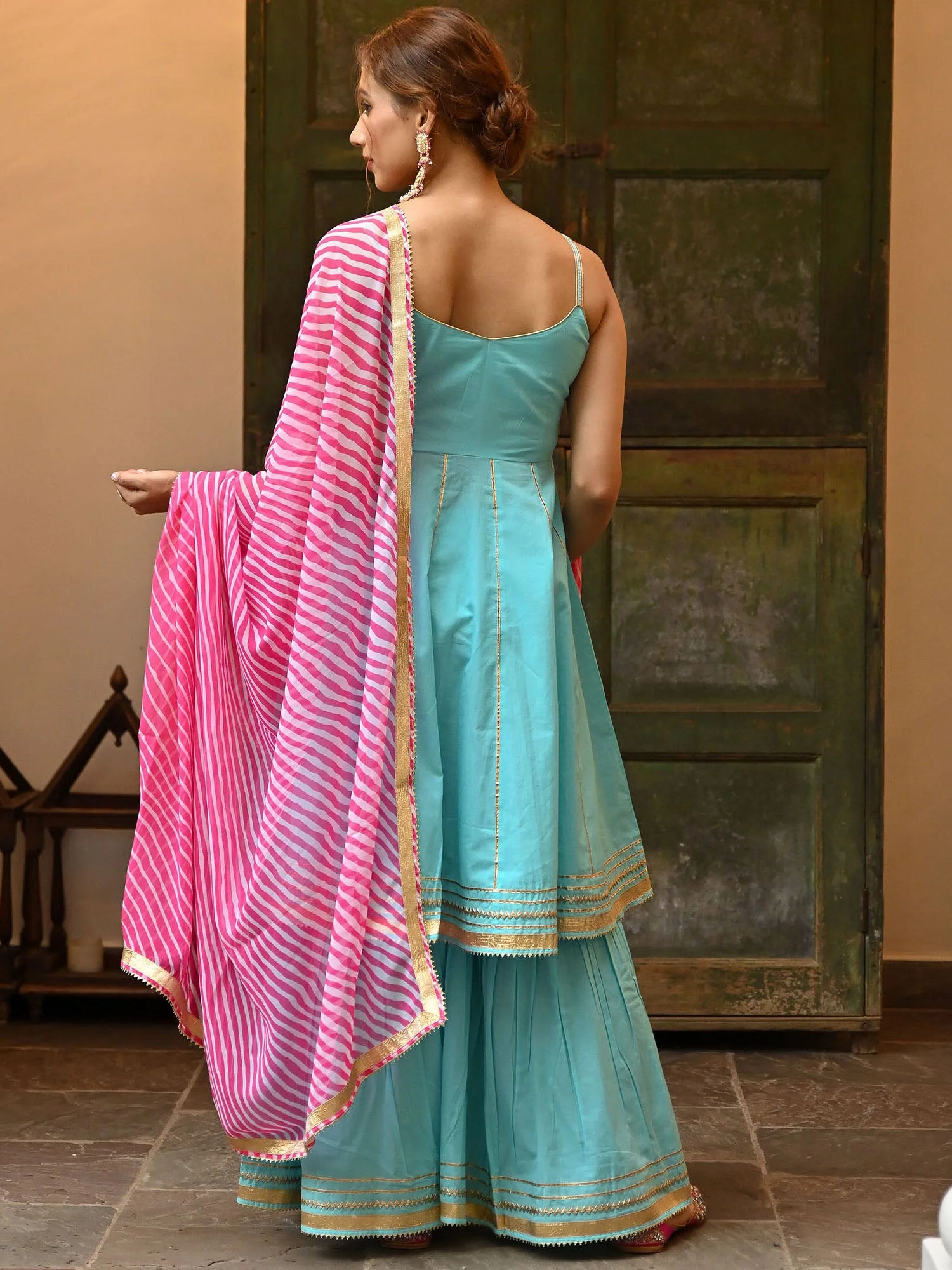 Blue Leheriya Sharara Set - Image 6