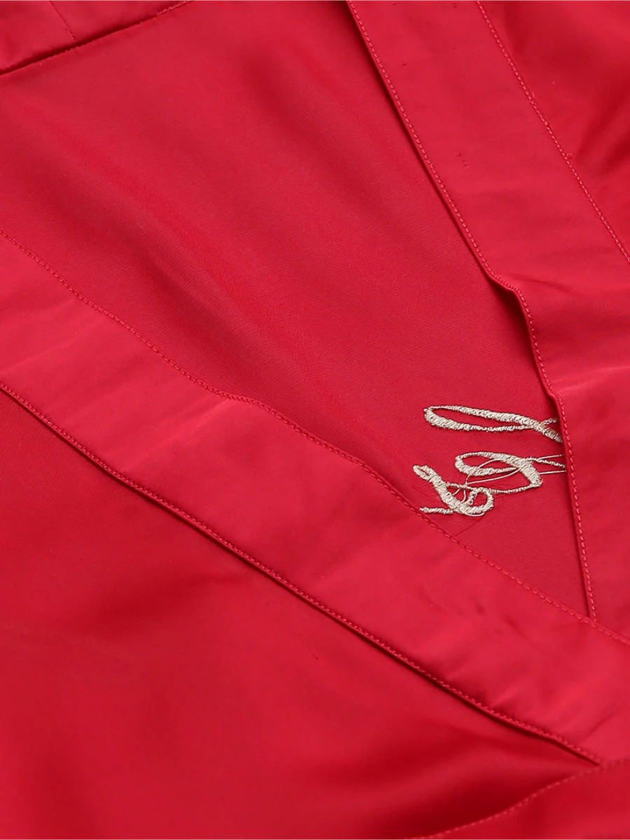 Bridesmaid Embroidered Red Silk Robe - Image 5