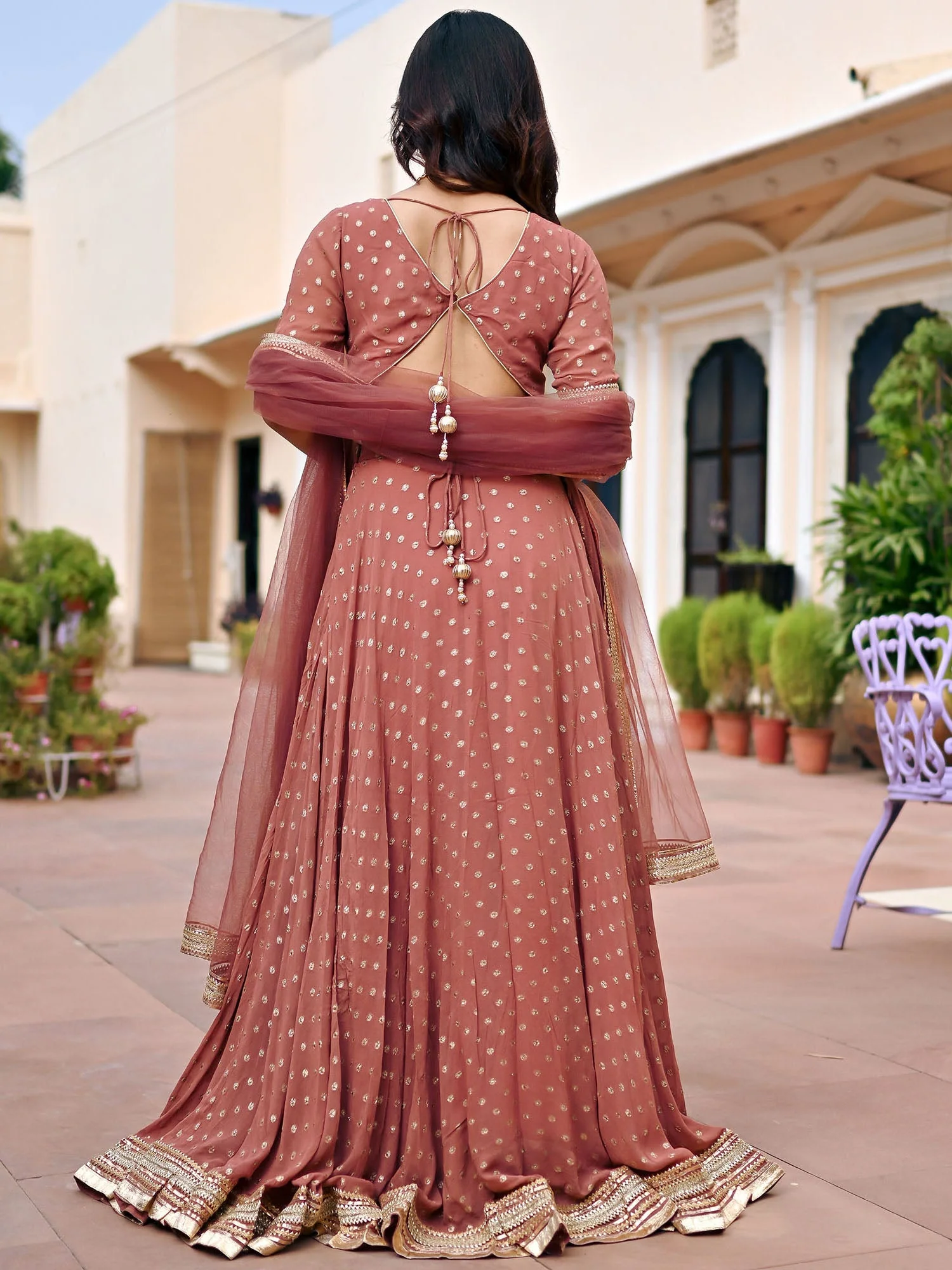 Brown Georgette Lehenga Set - Image 3