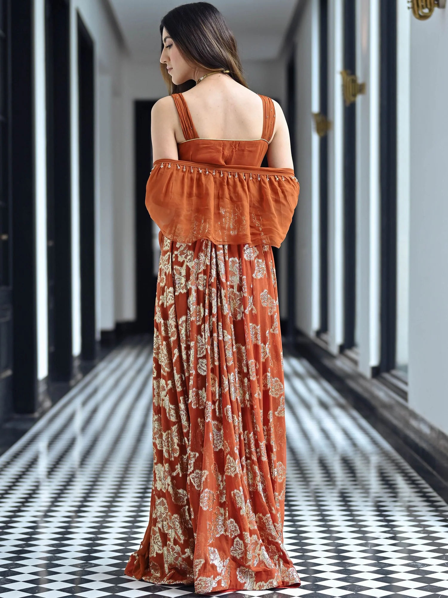 Chamkila Rust Slit Anarkali - Image 8