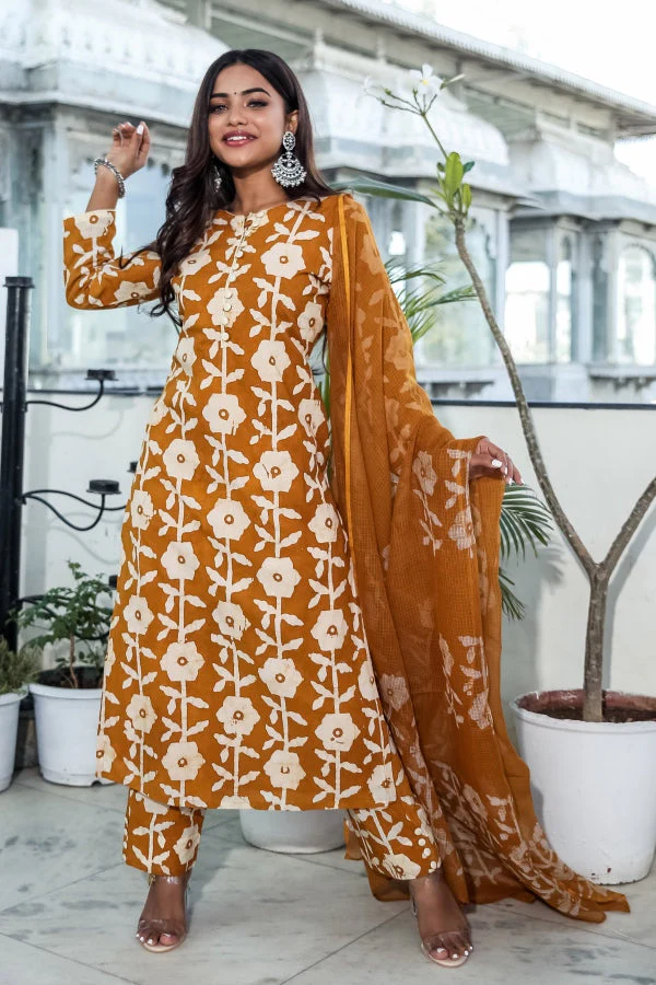 Cotton Handblock Printed Kurta Pant - Image 7