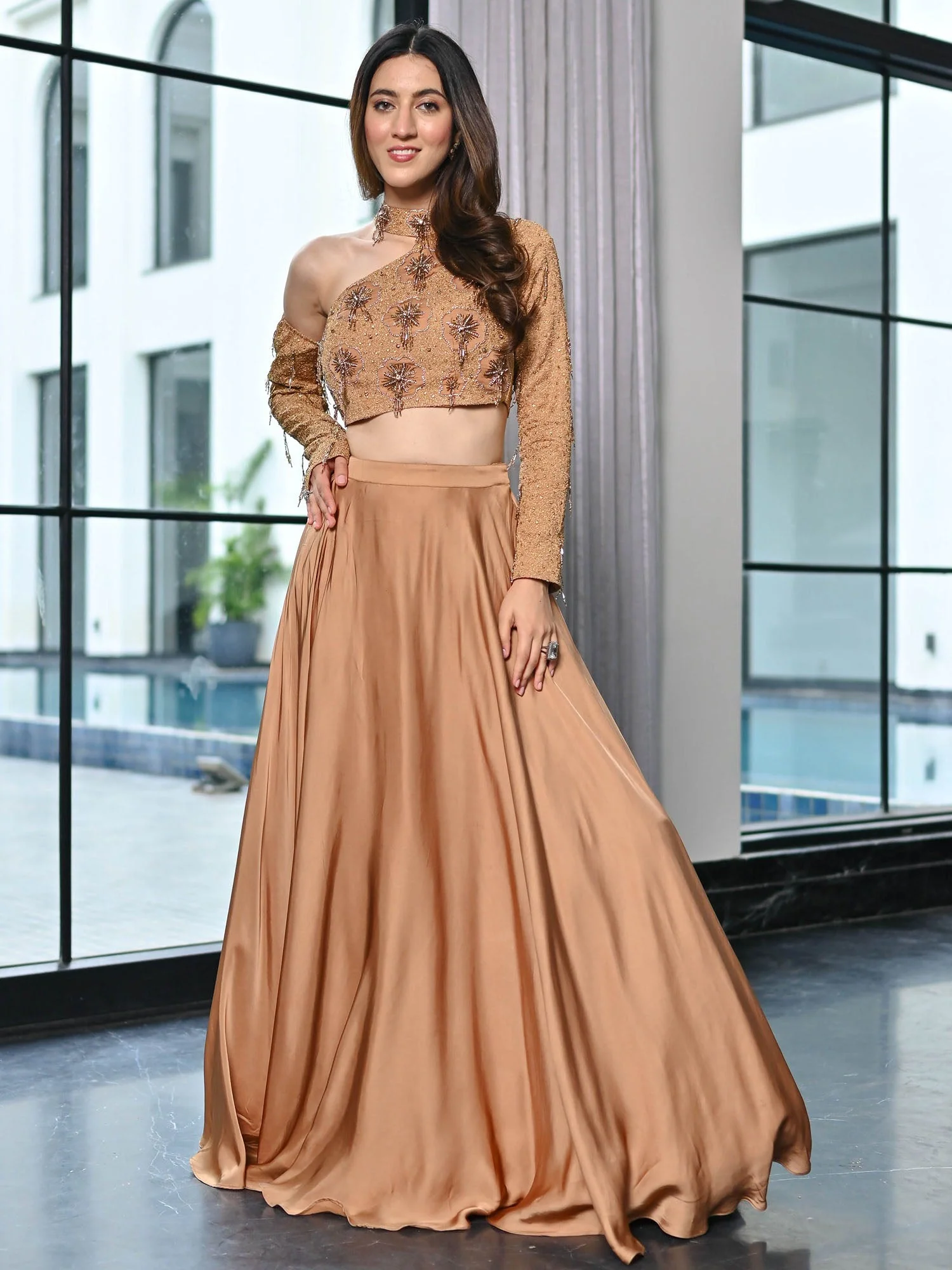 Crystal Couture Brown lehenga set - Image 7