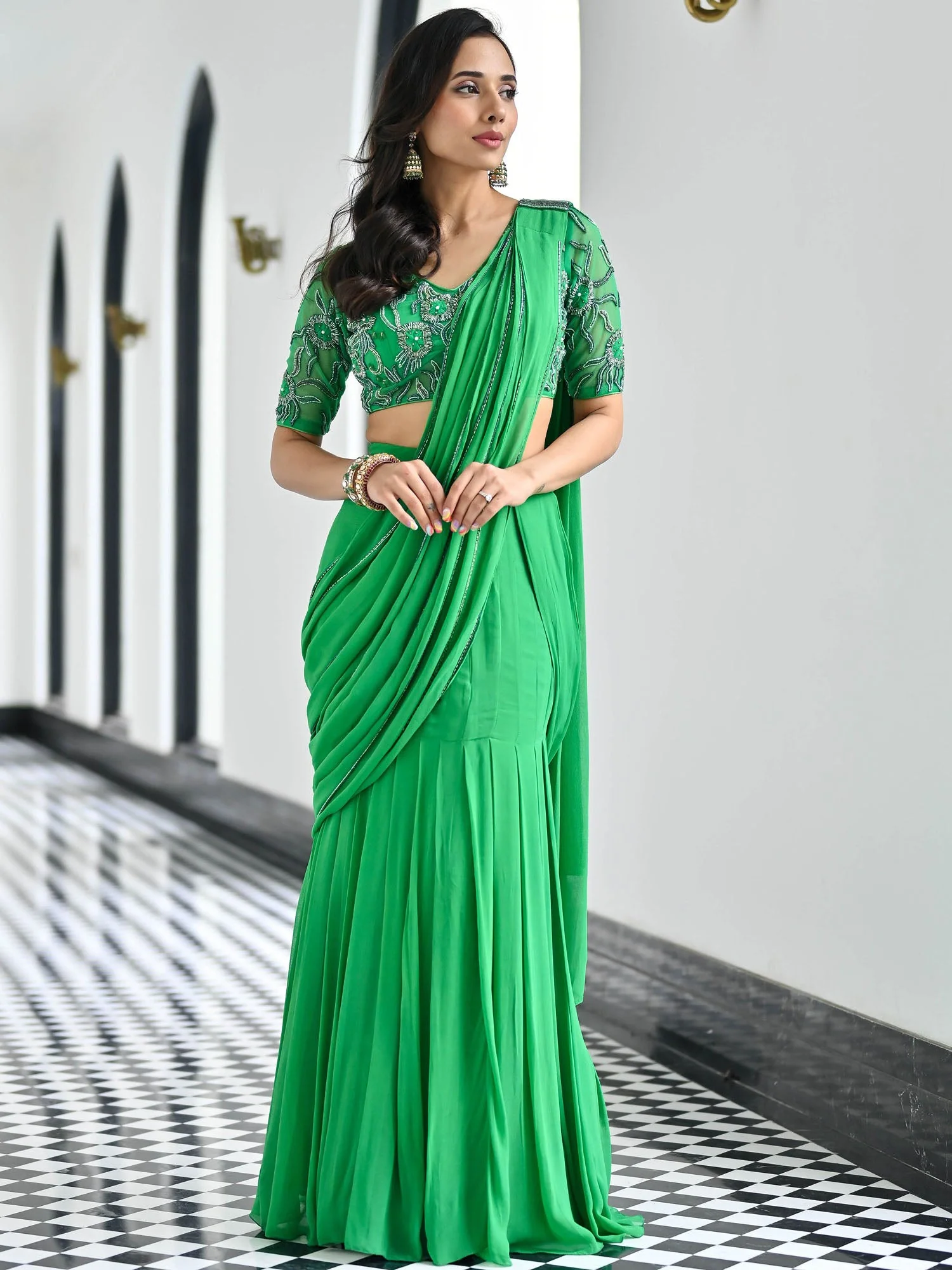 Day Dreamer Green Saree - Image 3