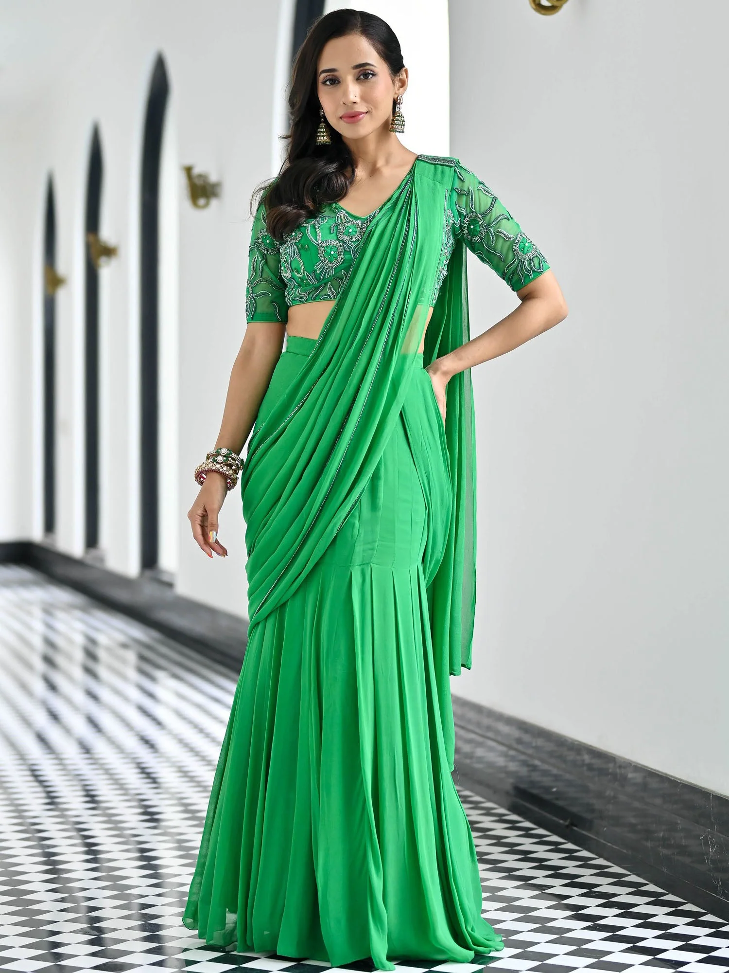Day Dreamer Green Saree - Image 4