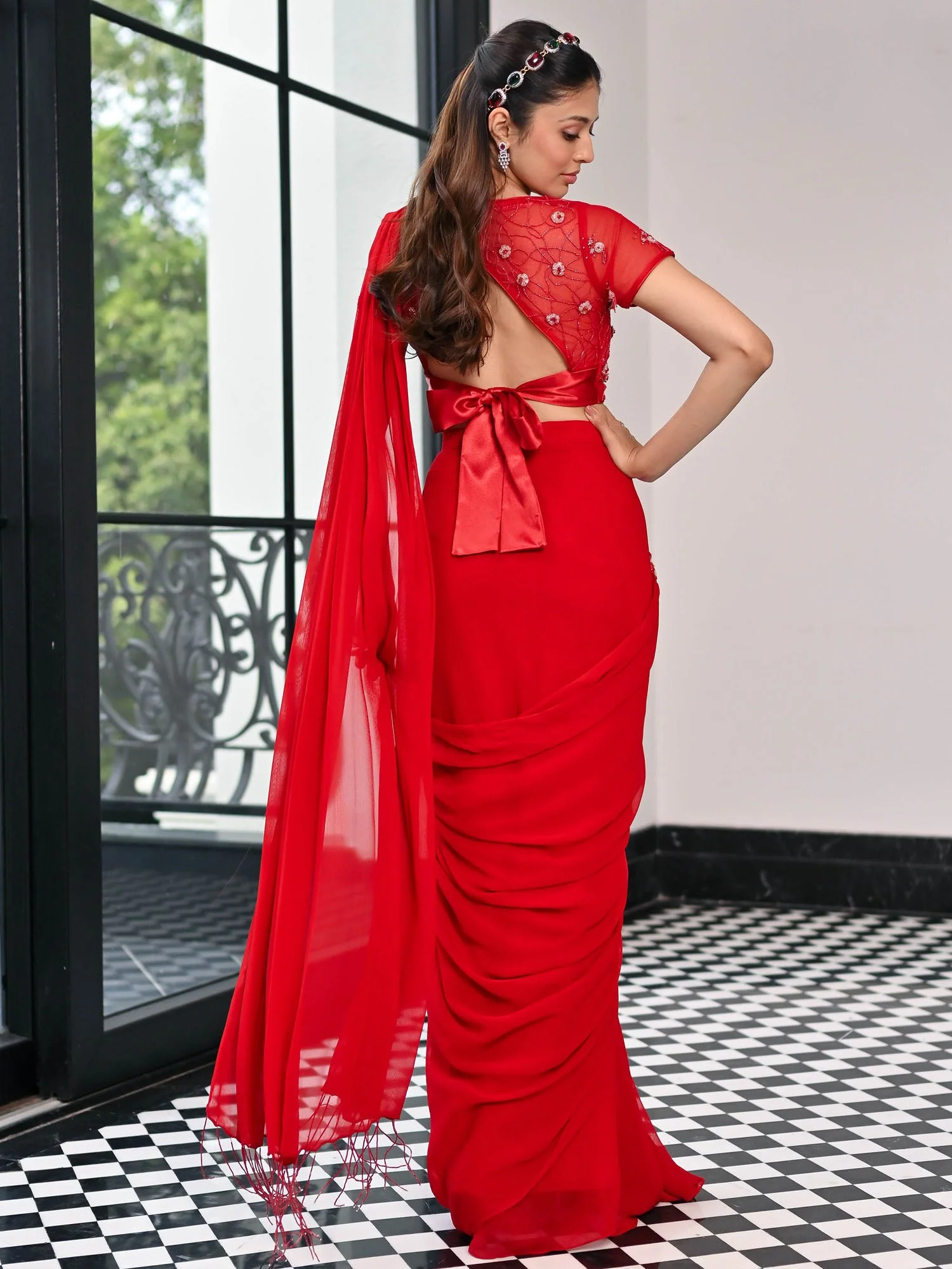 Day Dreamer Red Saree - Image 5