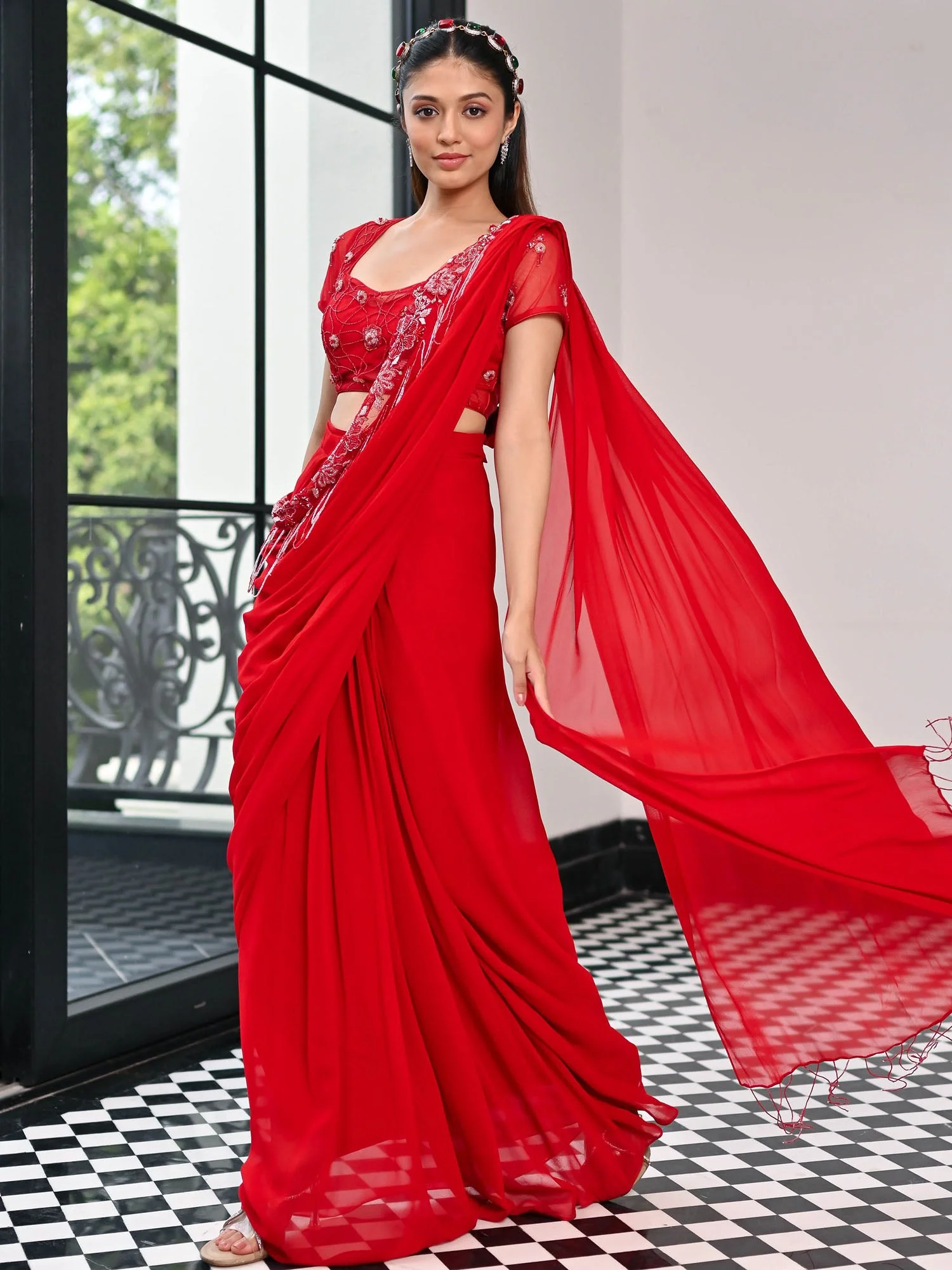 Day Dreamer Red Saree - Image 6