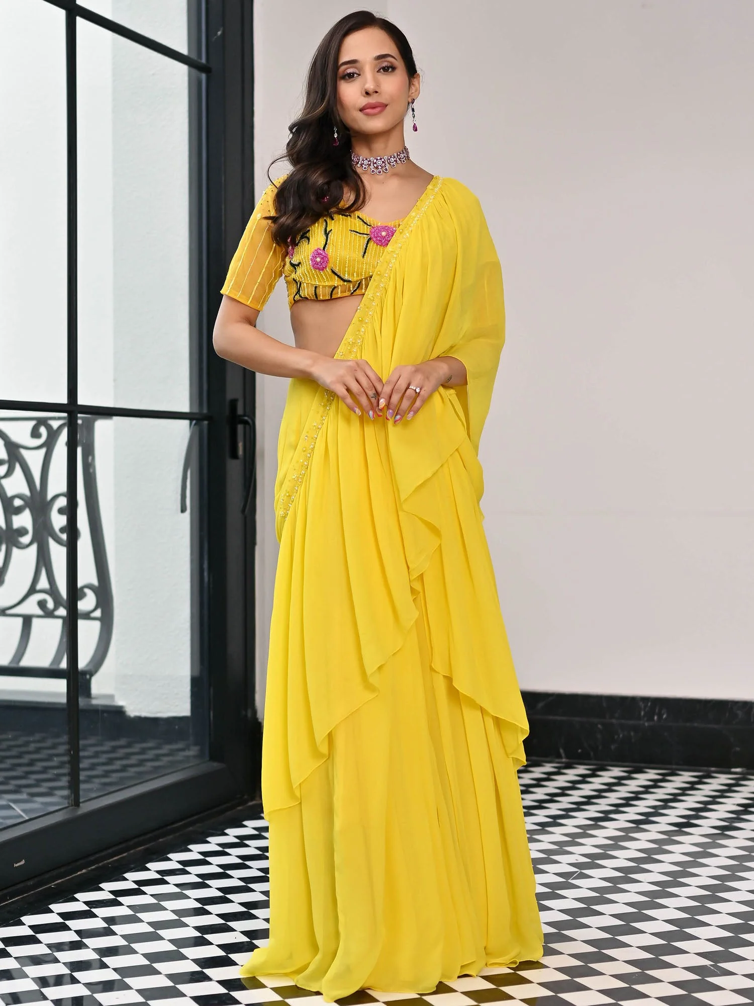 Day Dreamer Yellow Saree - Image 3