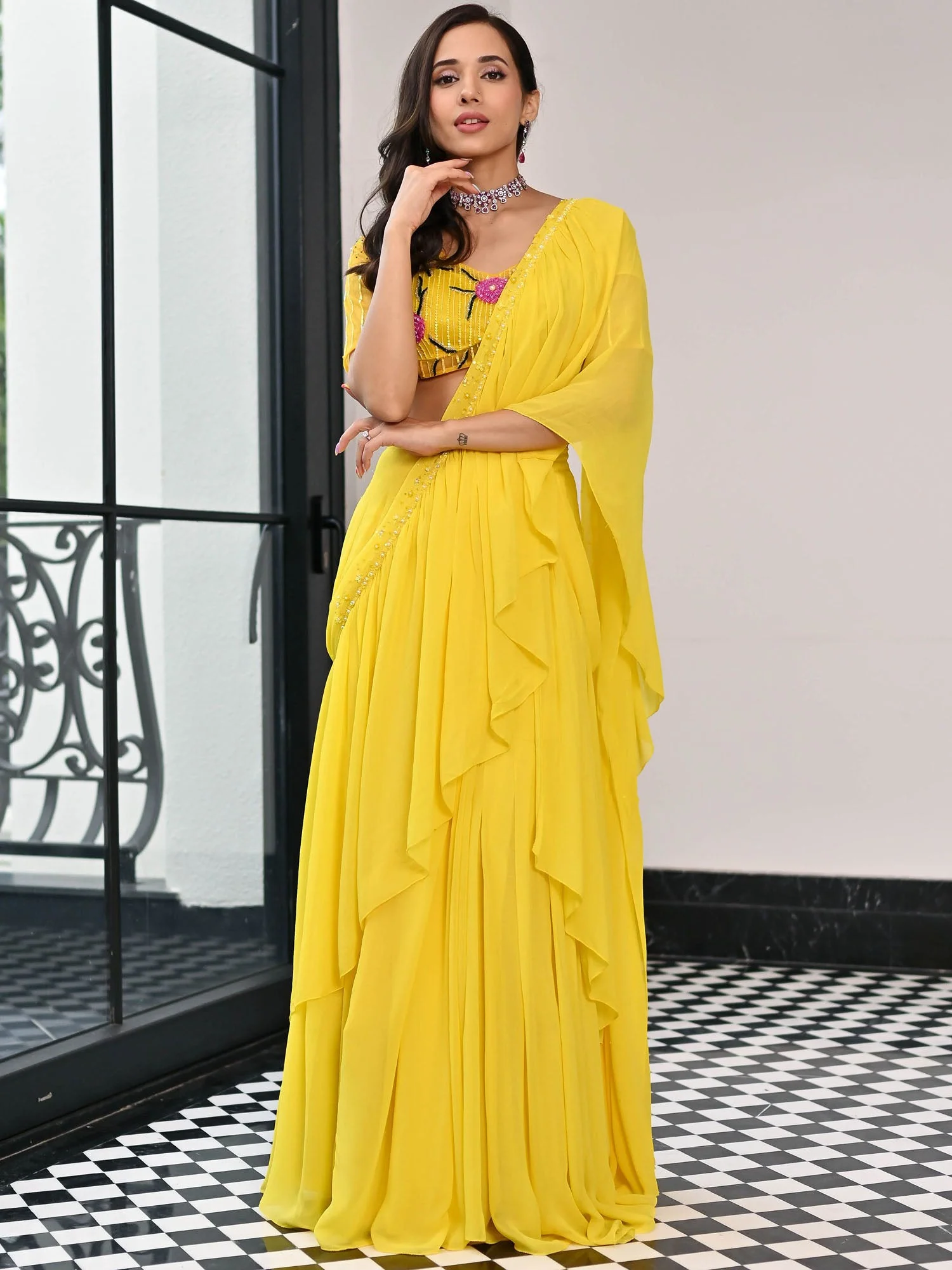 Day Dreamer Yellow Saree - Image 5