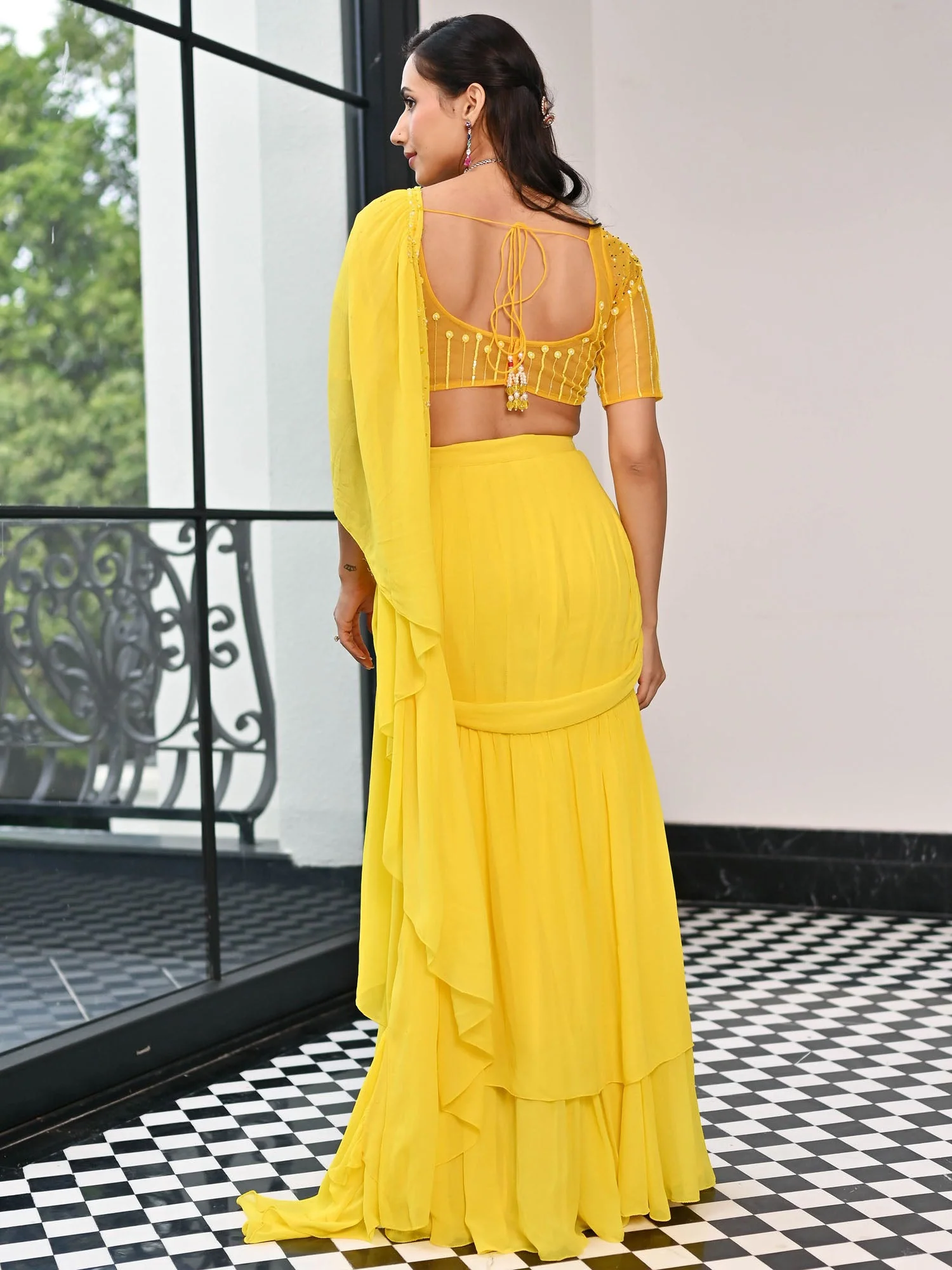 Day Dreamer Yellow Saree - Image 6