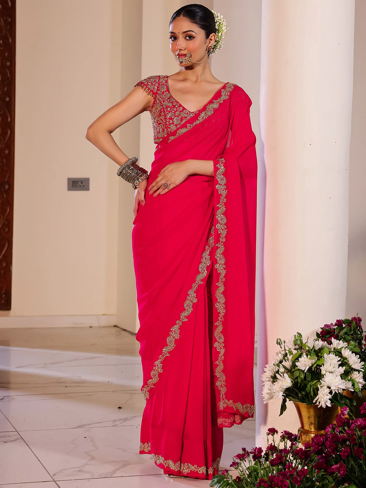 Deepa Pink Saree - Image 2