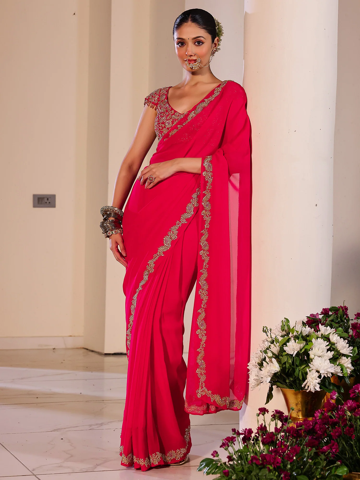 Deepa Pink Saree - Image 3