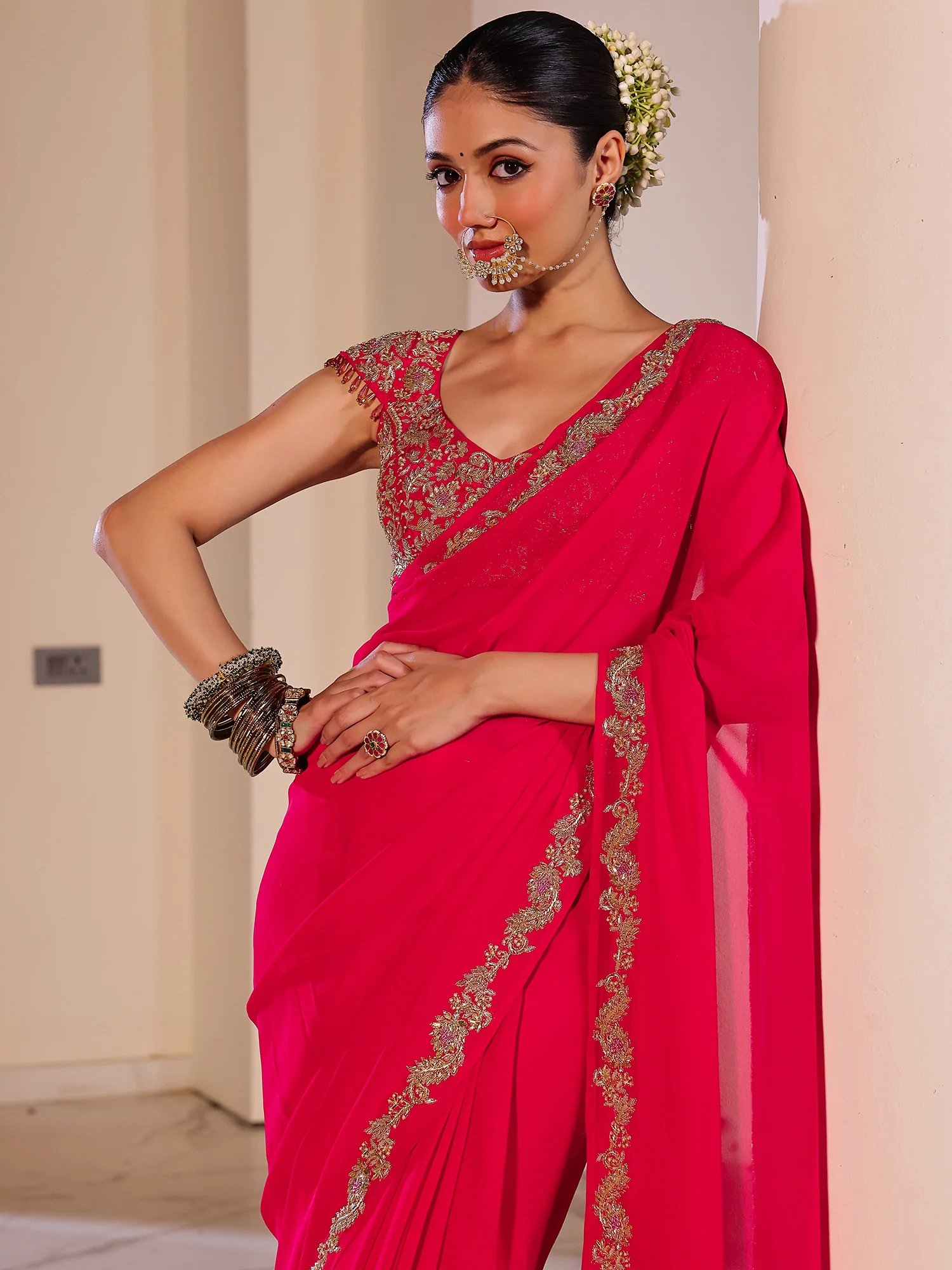 Deepa Pink Saree - Image 4