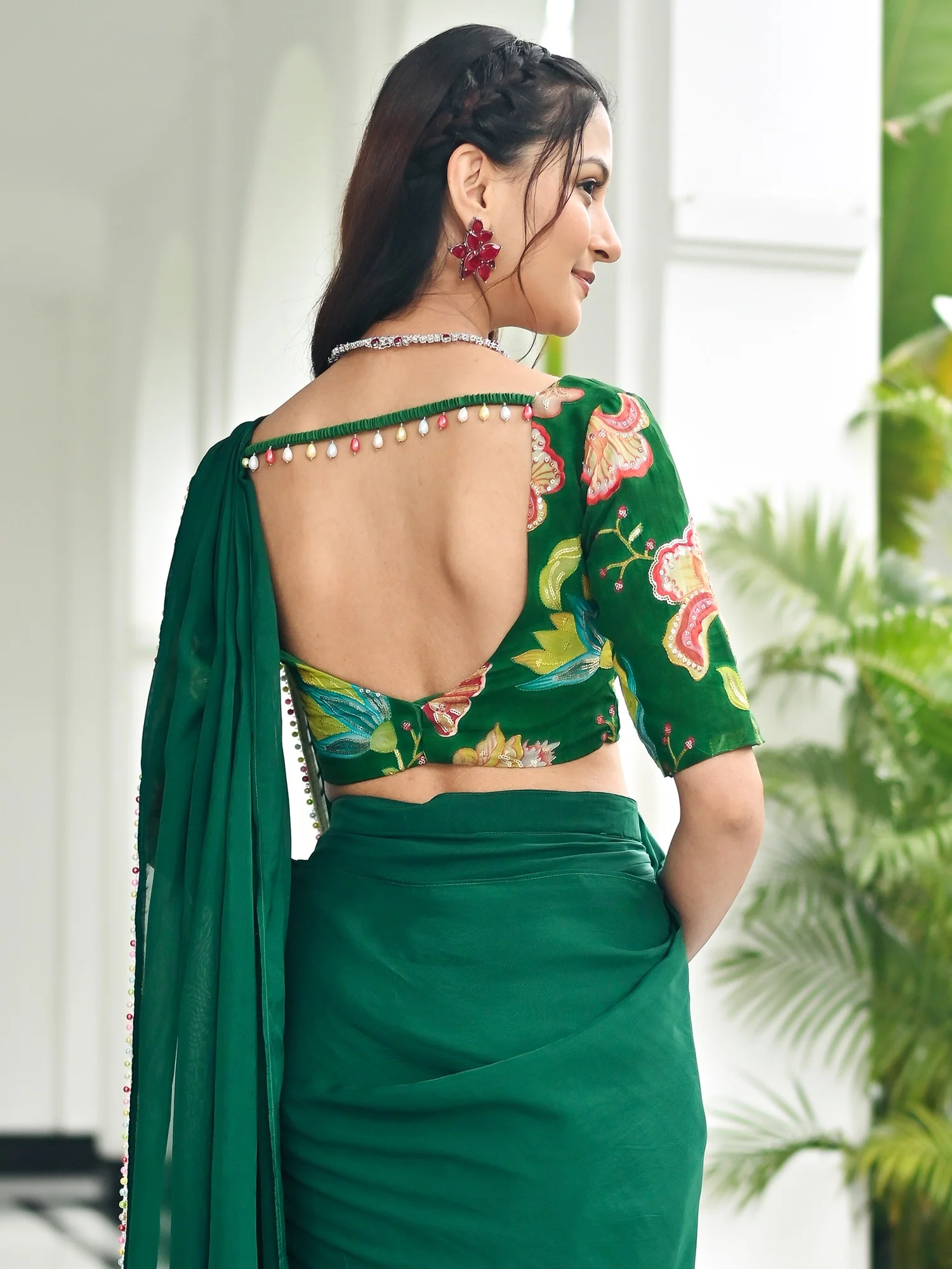 Drama Green Saree - Image 3