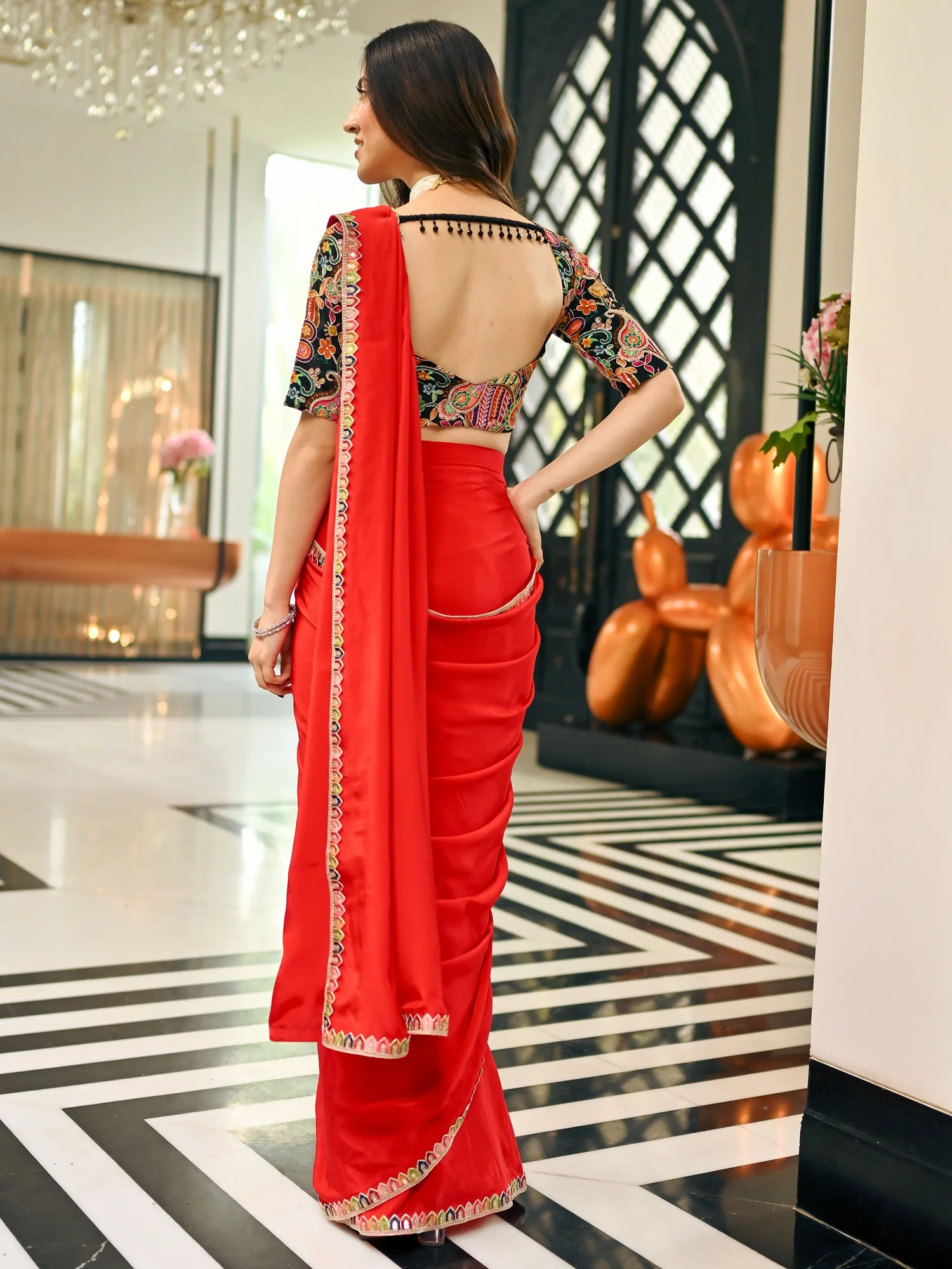 Drama Red Saree - Image 10
