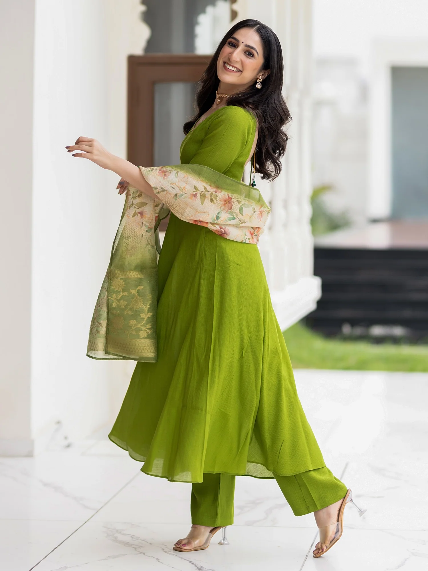Ethnic Olive Suit Set - Image 5