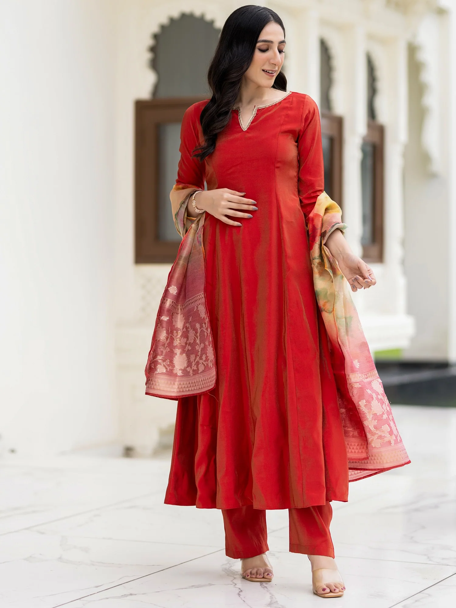 Ethnic Red Suit Set - Image 5