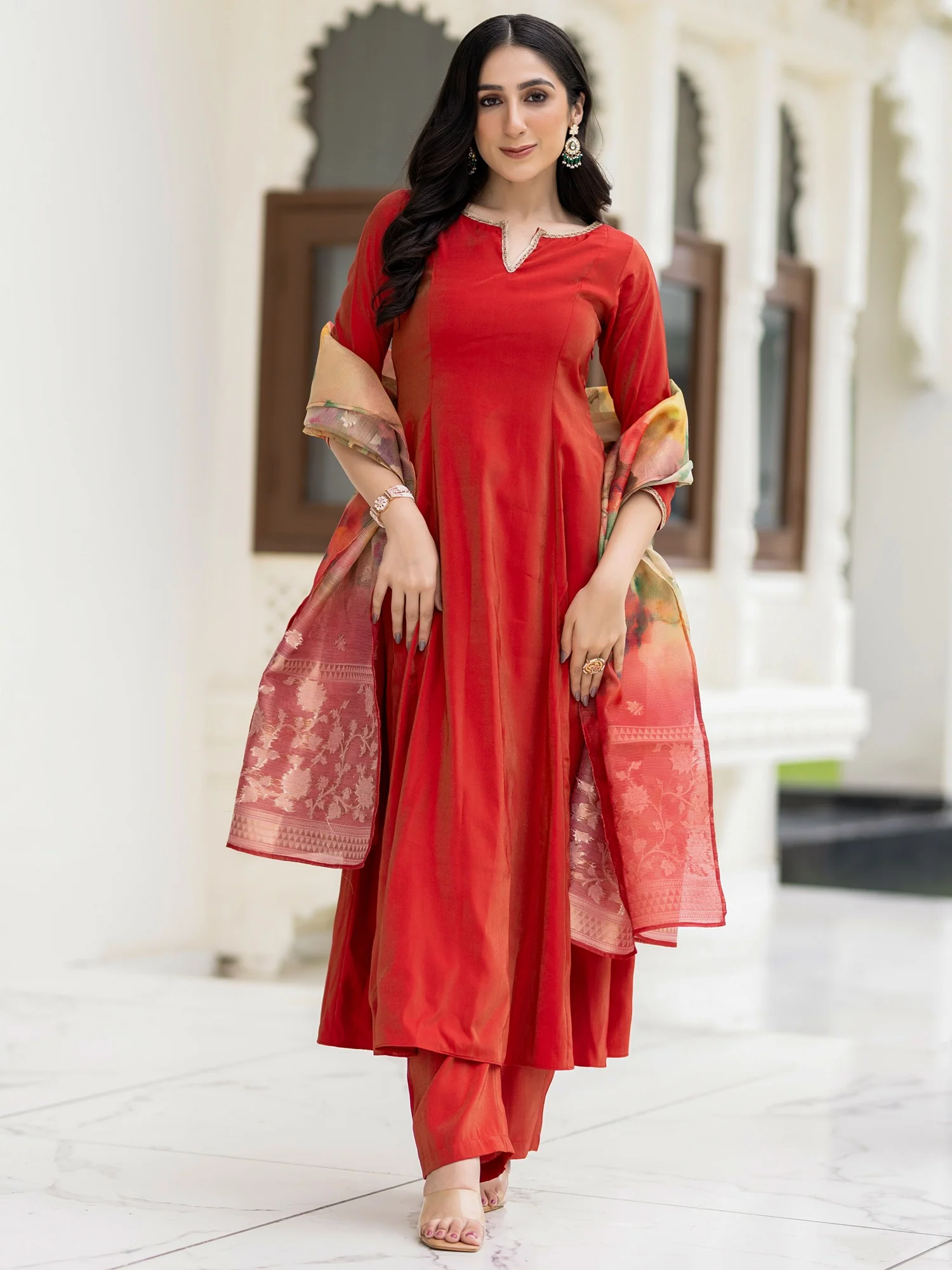 Ethnic Red Suit Set - Image 6
