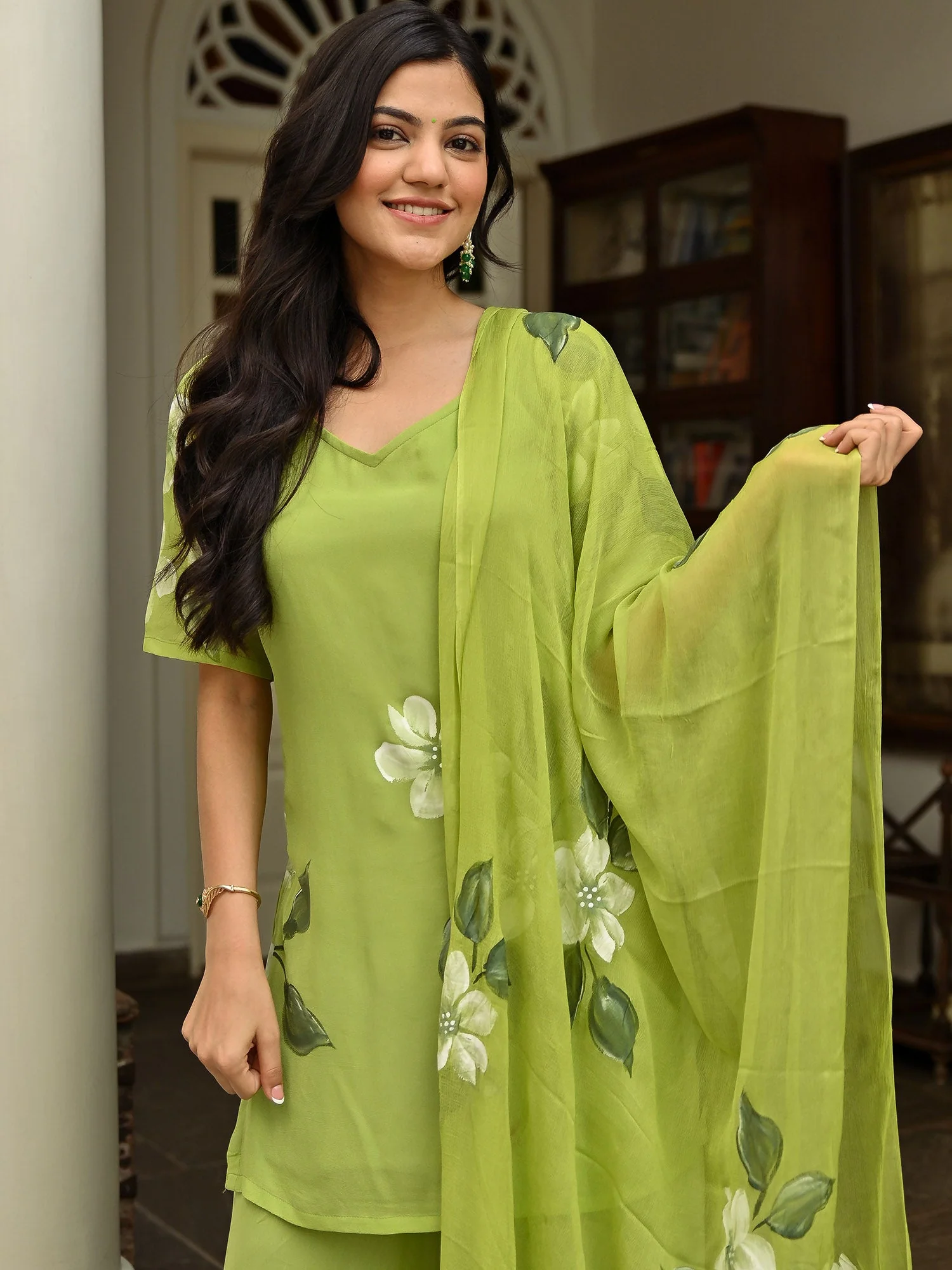 Green Handbrush Sharara Set - Image 4