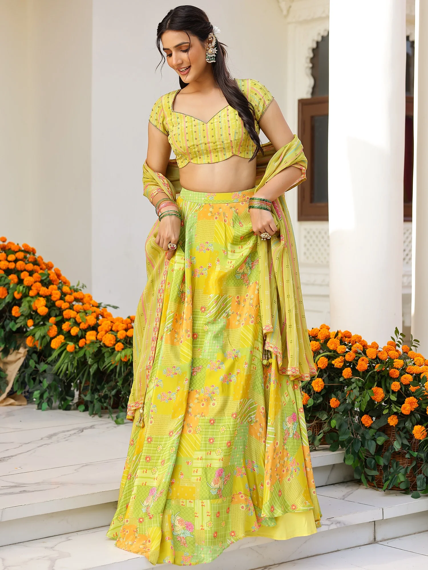 Green Multi Lehenga Set - Image 11