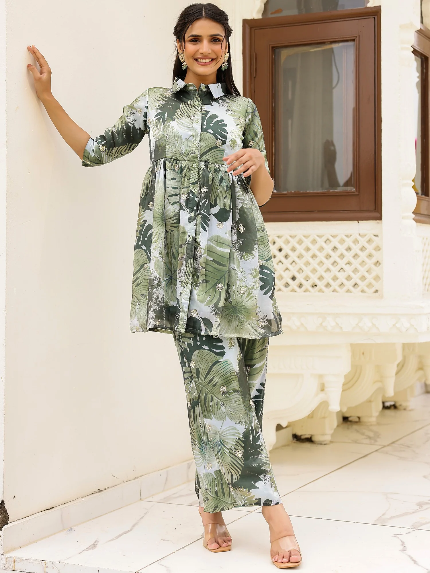 Green Printed Kurta Set - Image 5