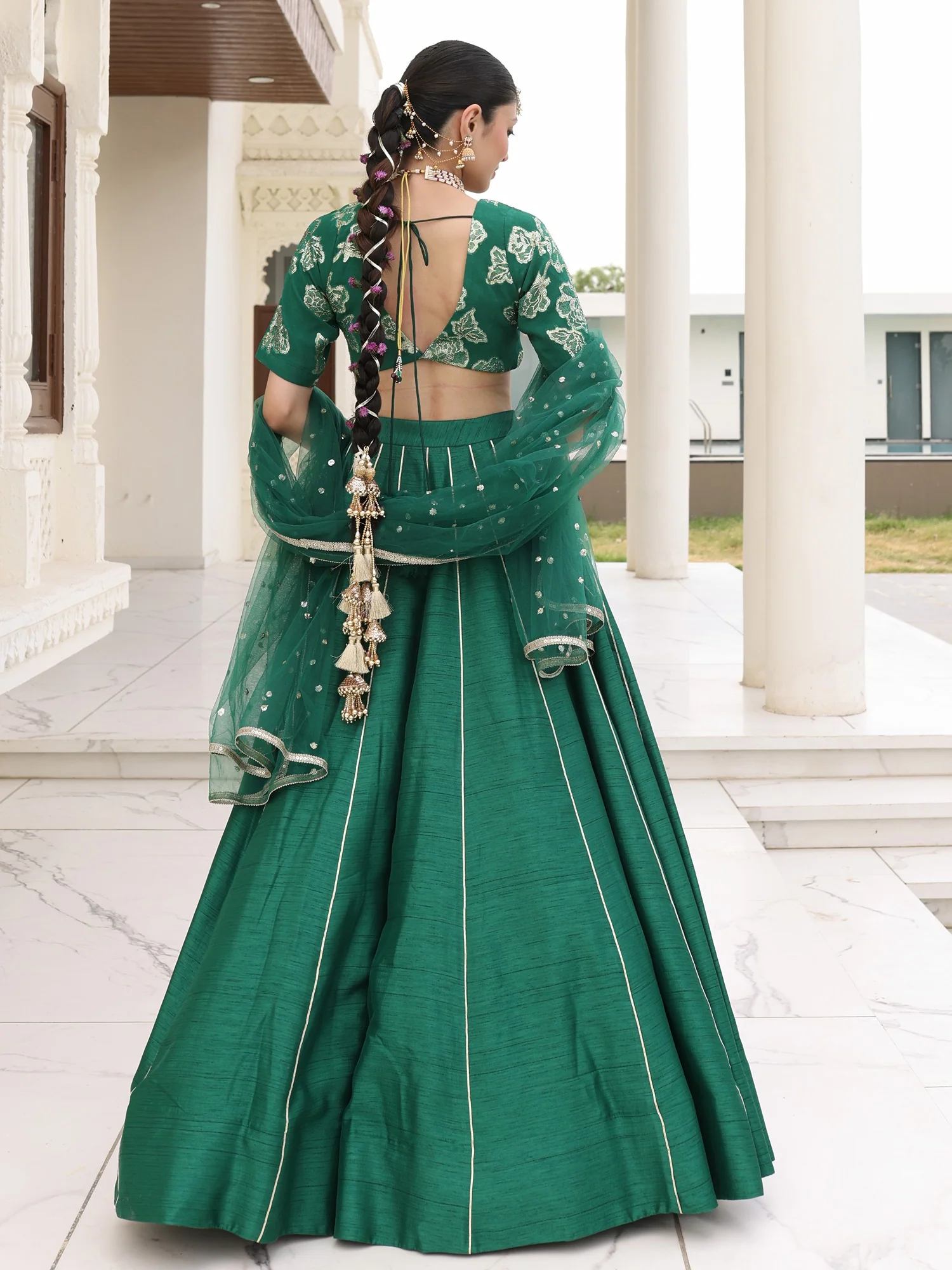 Green Queen Silk Gota Lehenga Set - Image 3