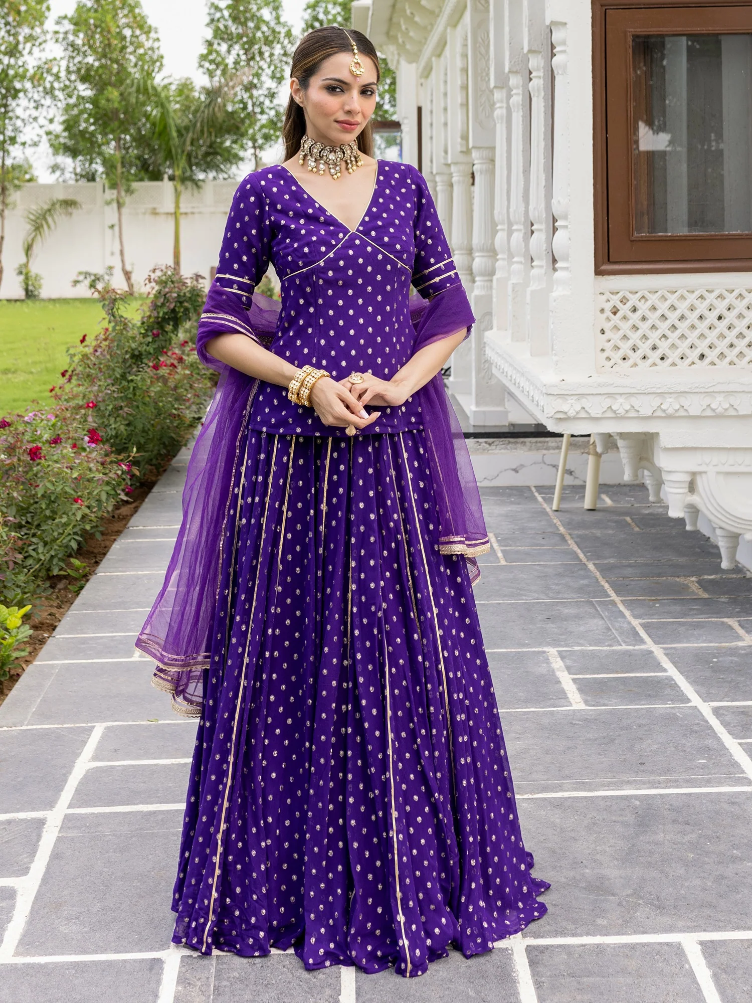 Gulzar Purple Lehenga - Image 4
