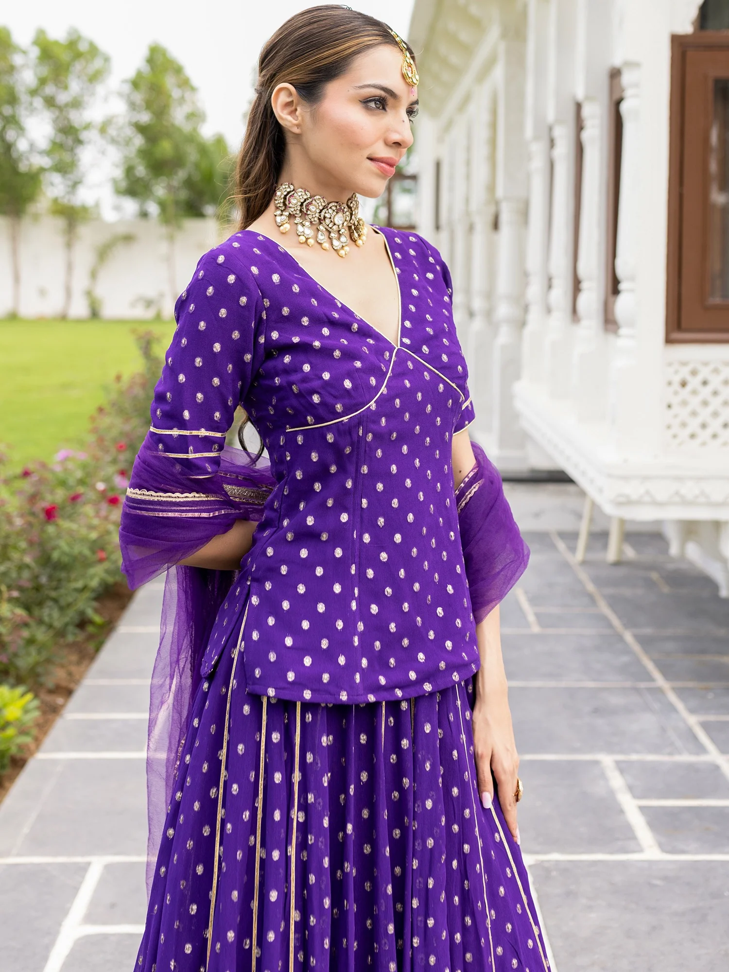 Gulzar Purple Lehenga - Image 8