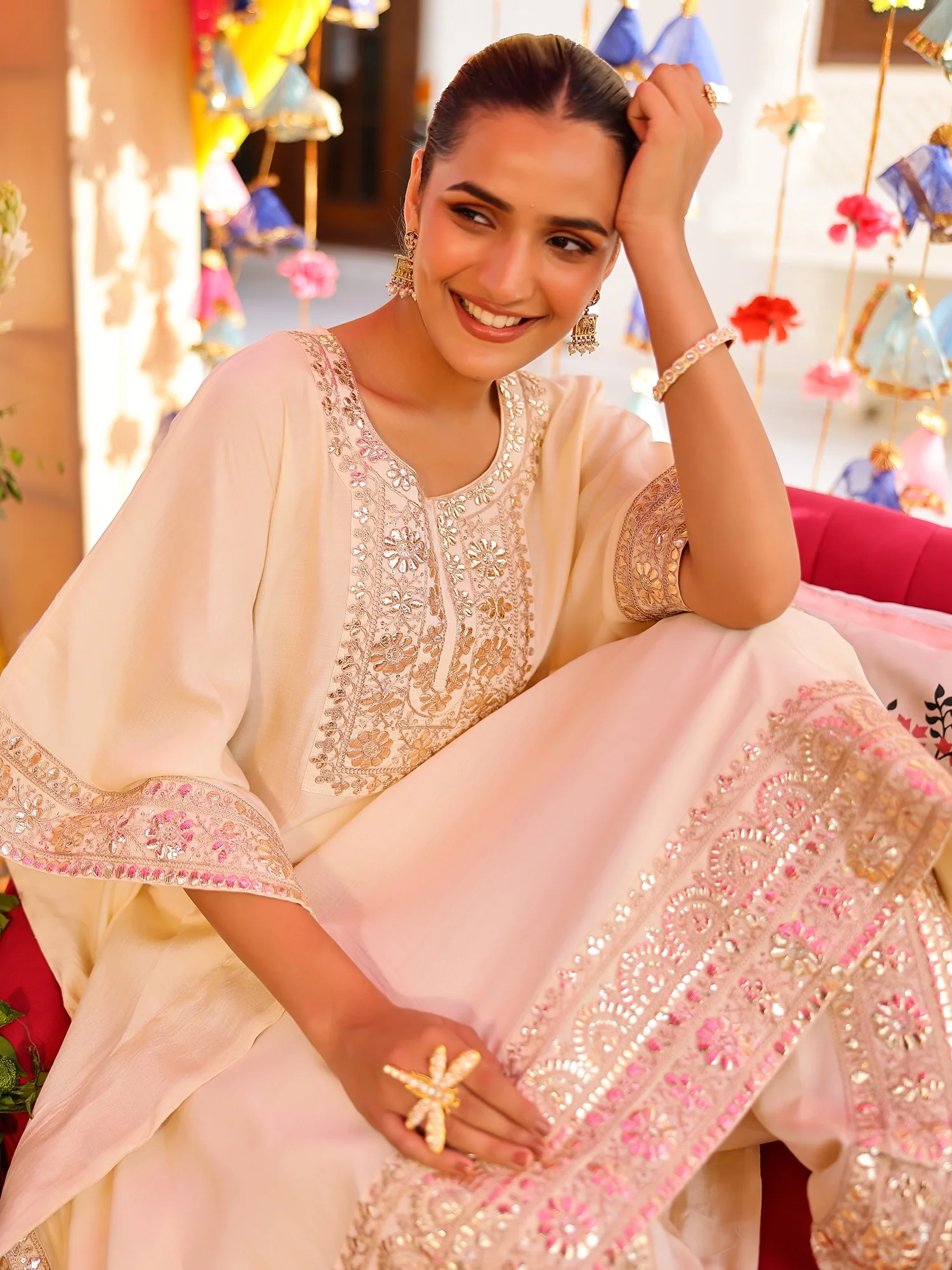 Ivory Kaftan Set - Image 9