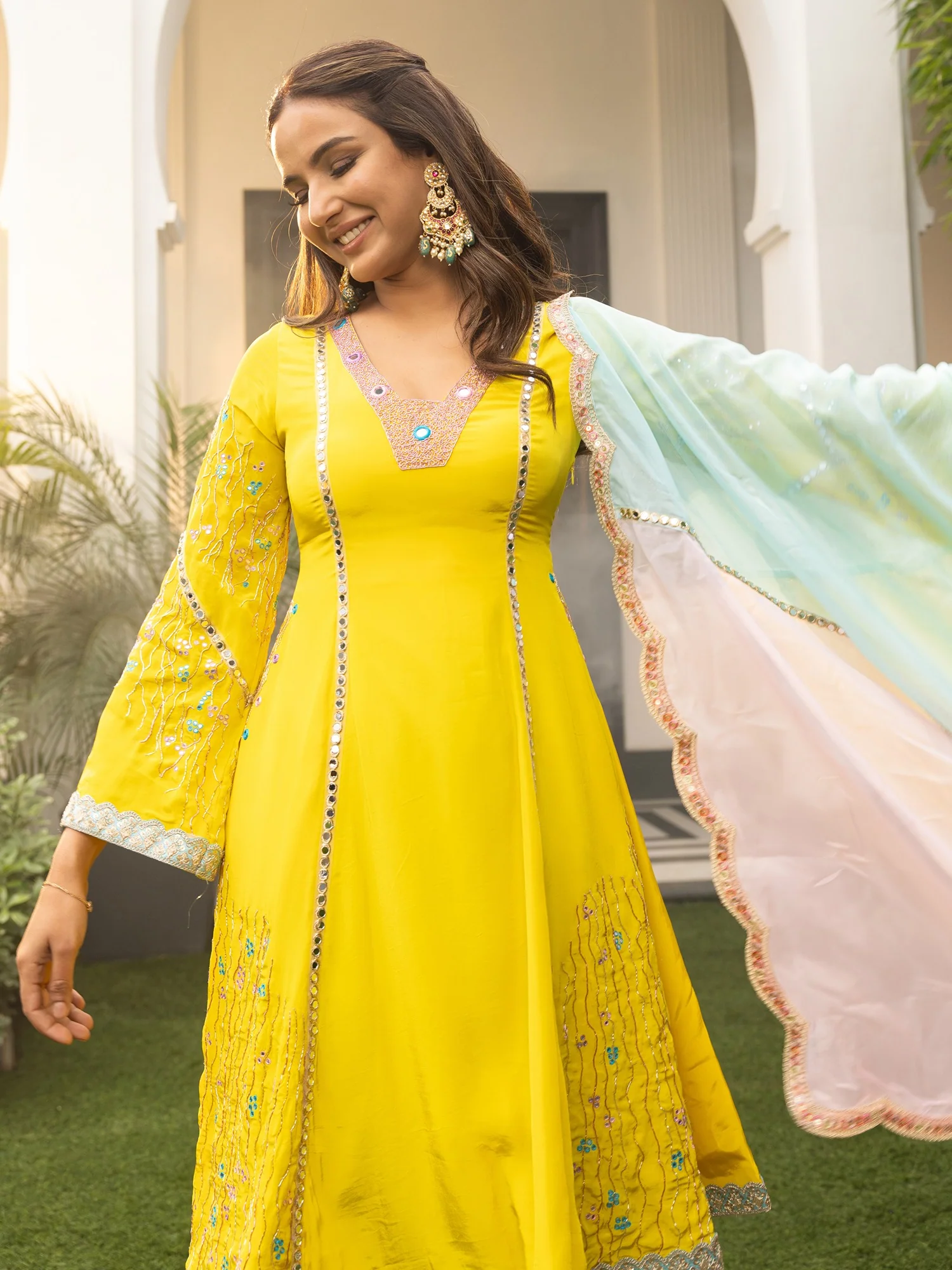 Jasmin Bhasin Lime green Patiala Sets - Image 10