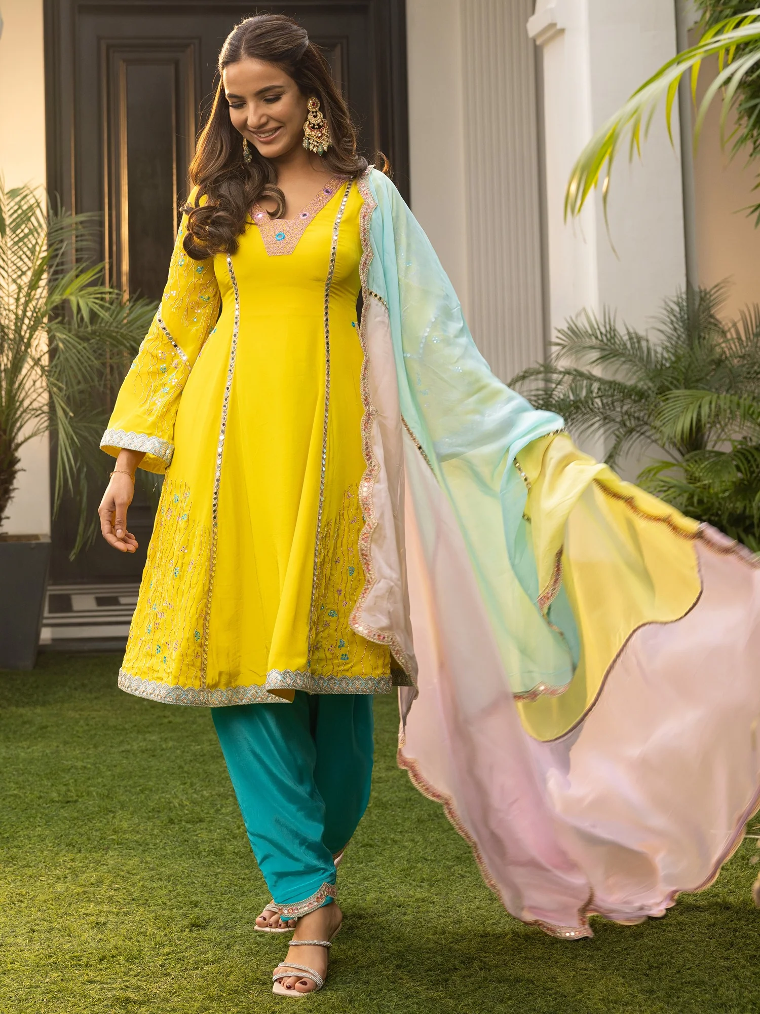 Jasmin Bhasin Lime green Patiala Sets - Image 4