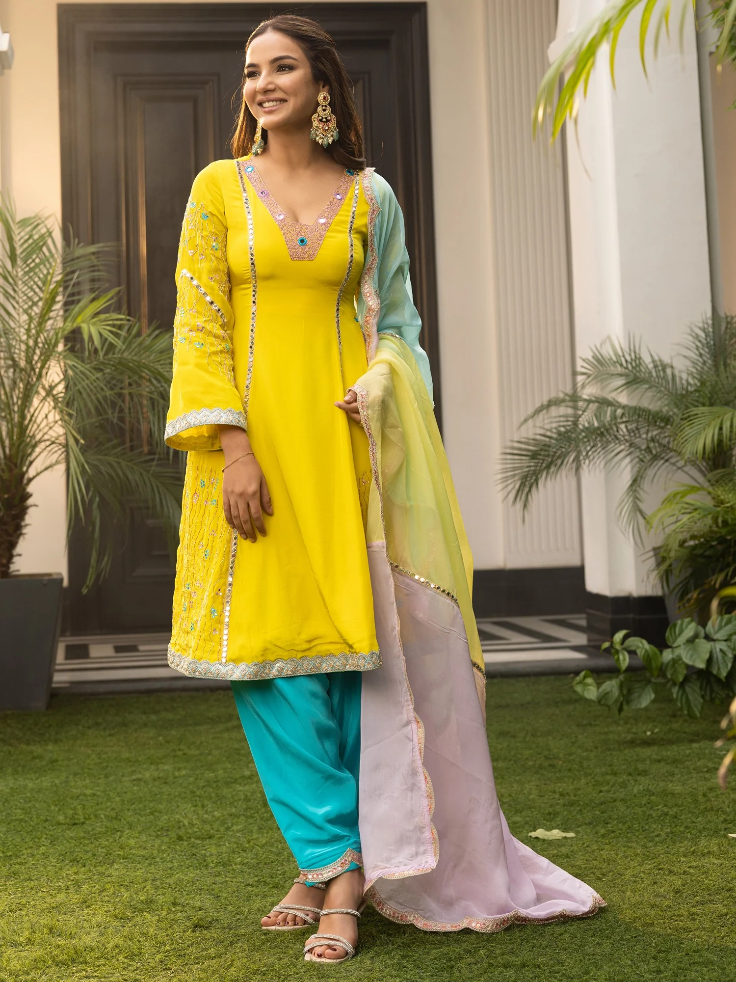 Jasmin Bhasin Lime green Patiala Sets - Image 6