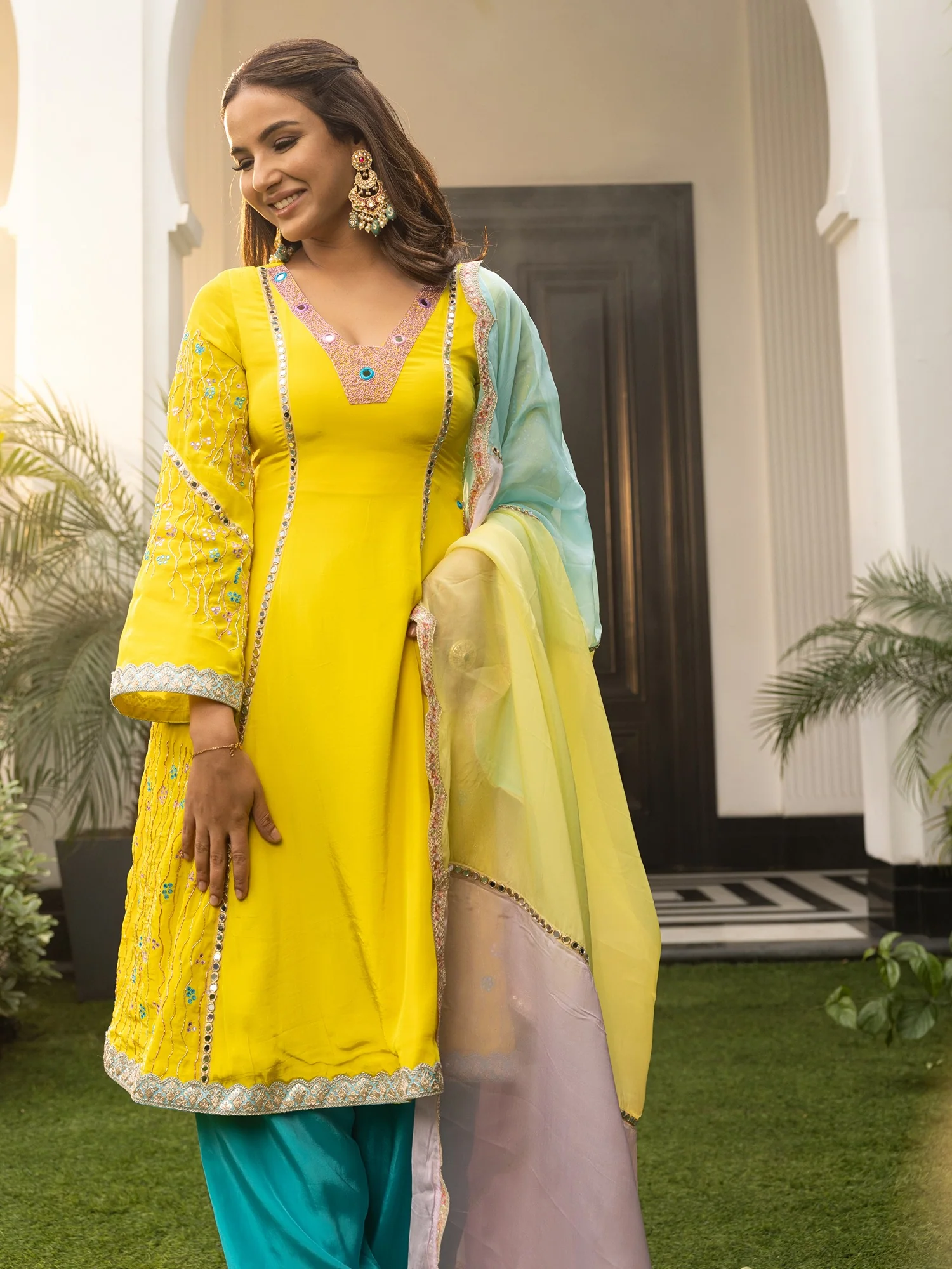 Jasmin Bhasin Lime green Patiala Sets - Image 7
