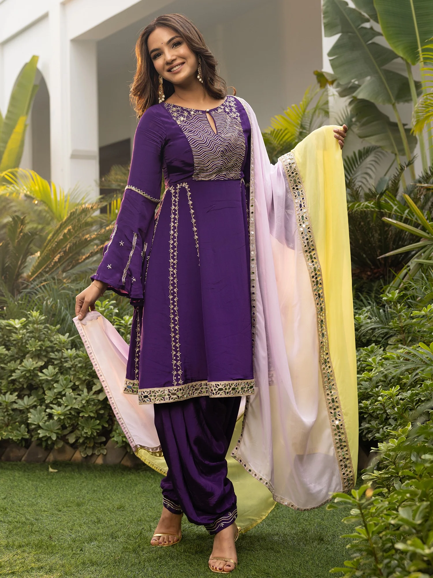 Jasmin Bhasin Purple Patiala set - Image 3