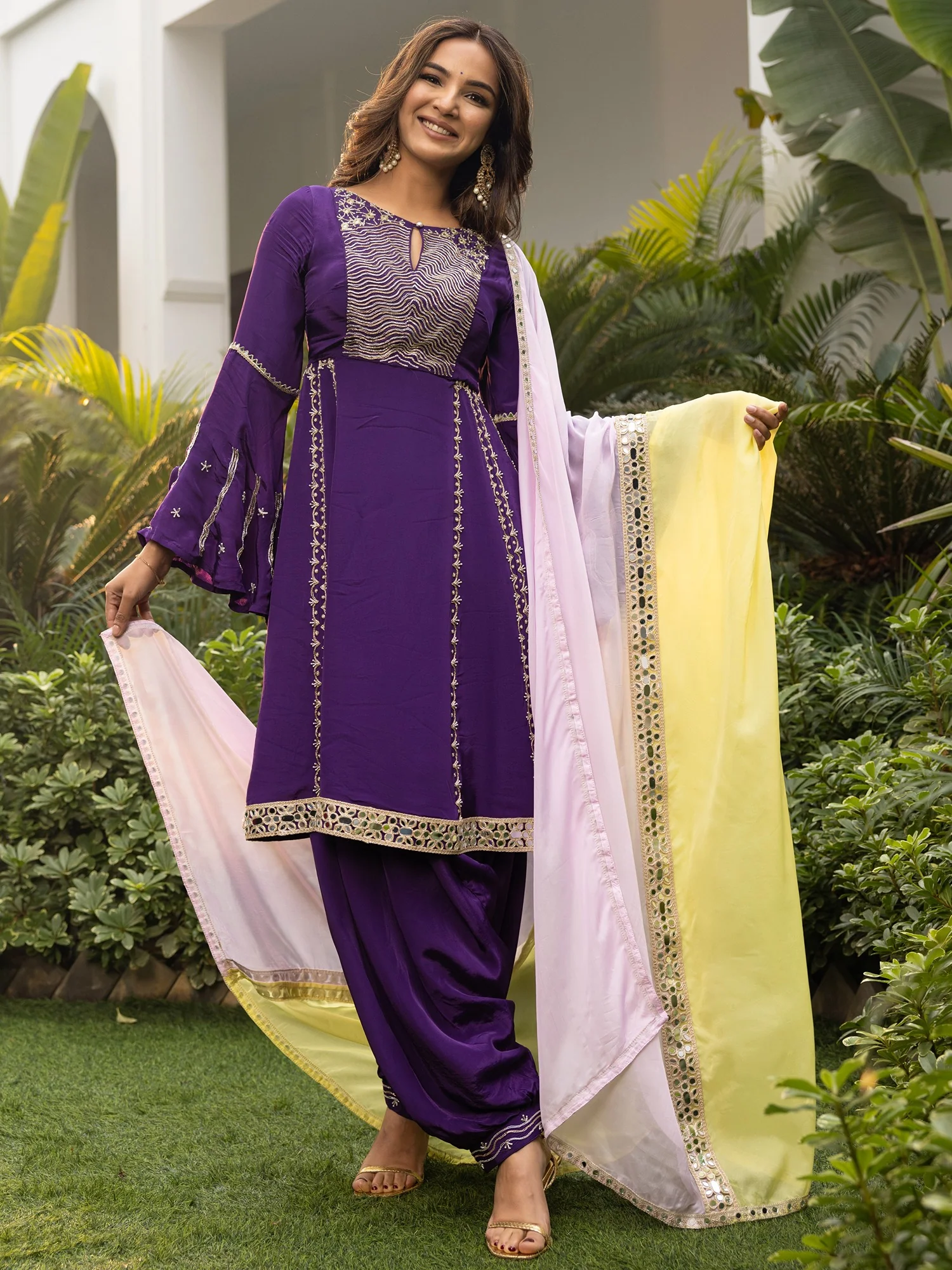 Jasmin Bhasin Purple Patiala set - Image 4