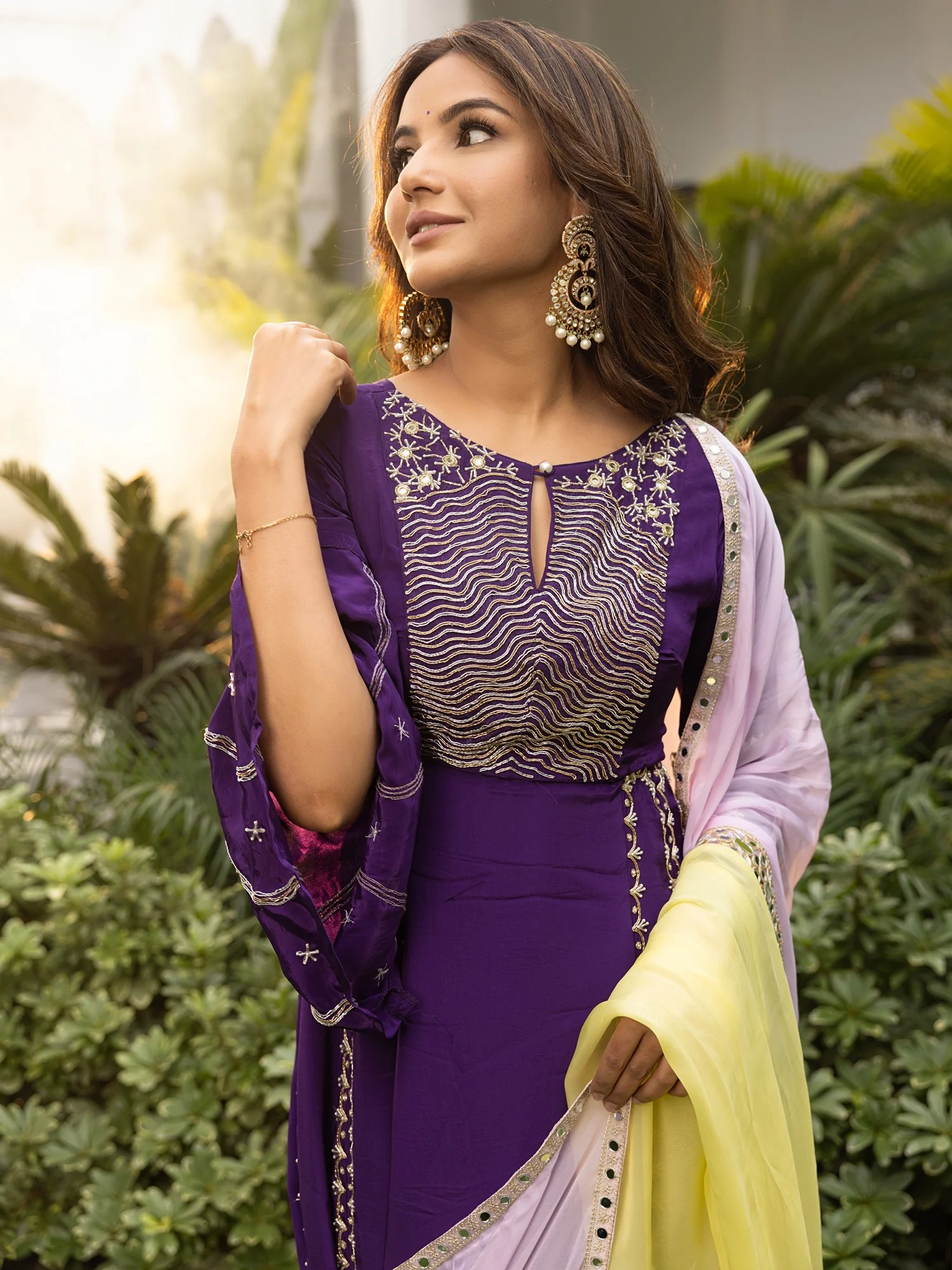Jasmin Bhasin Purple Patiala set - Image 6