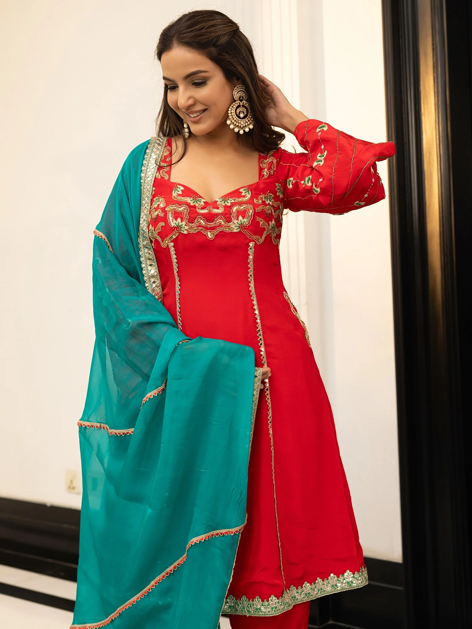 Jasmin Bhasin Red Patiala set - Image 5