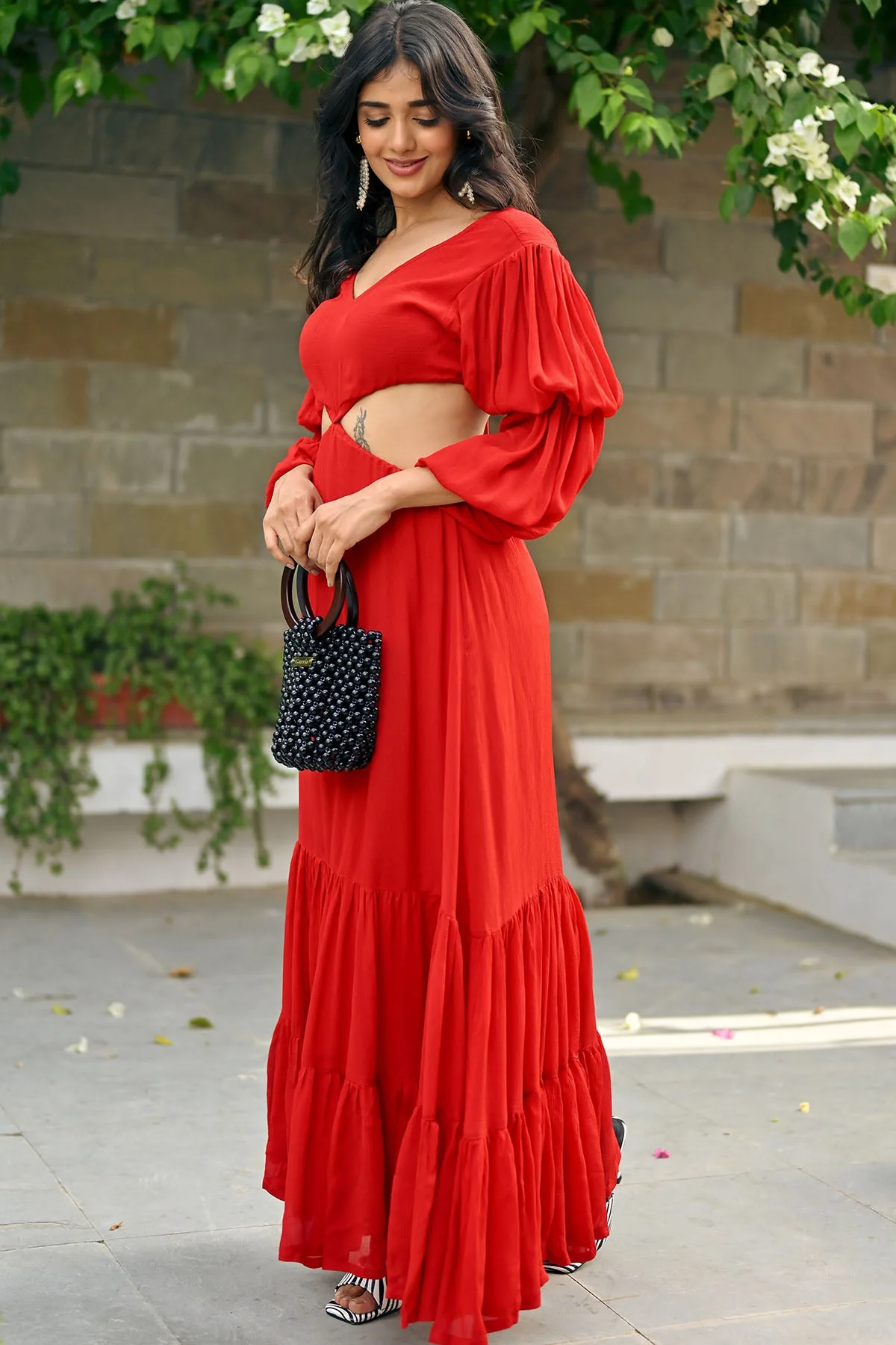 Kristina Red long Dress - Image 3