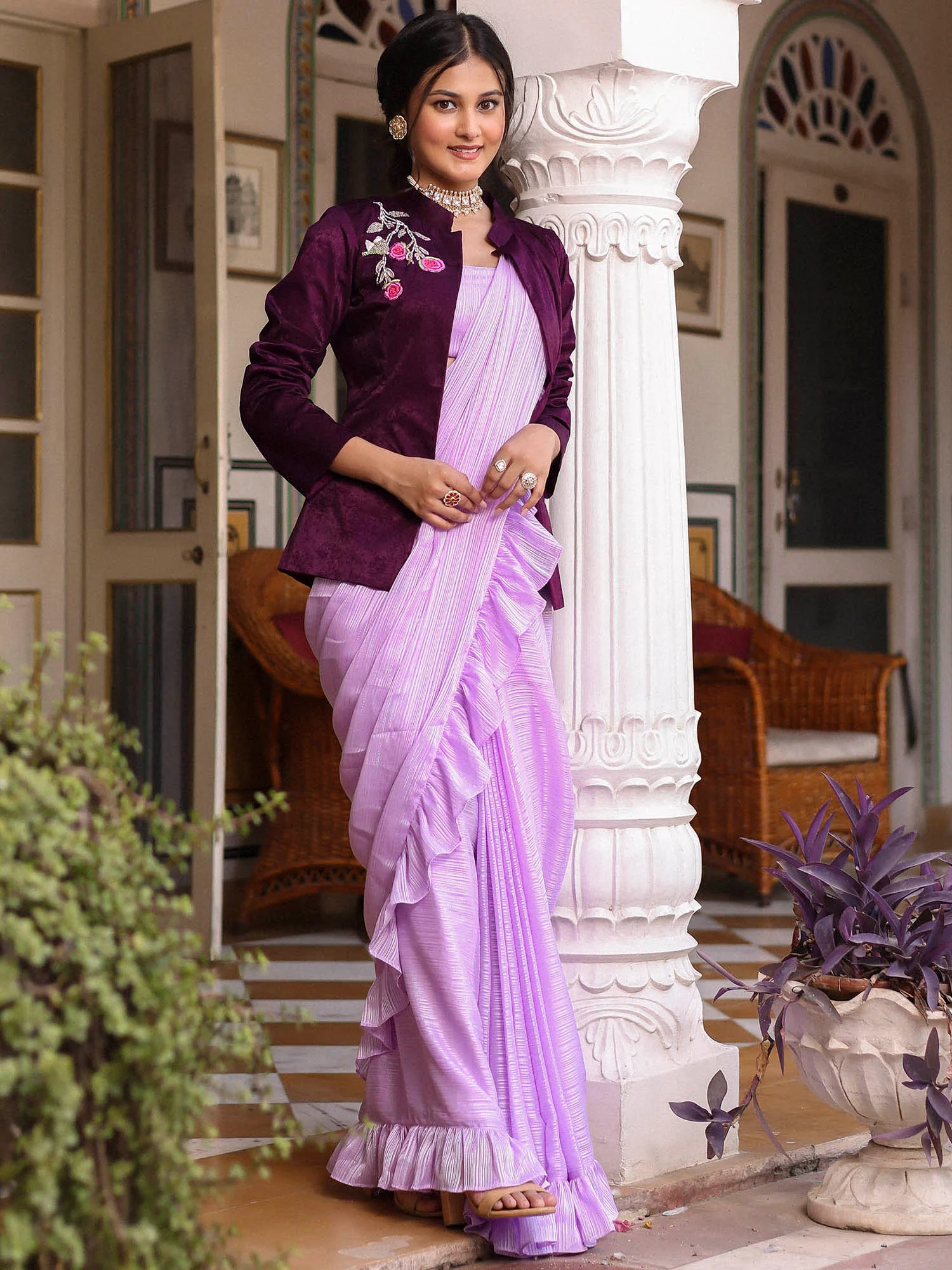 Lilac jacket Saree - Image 6