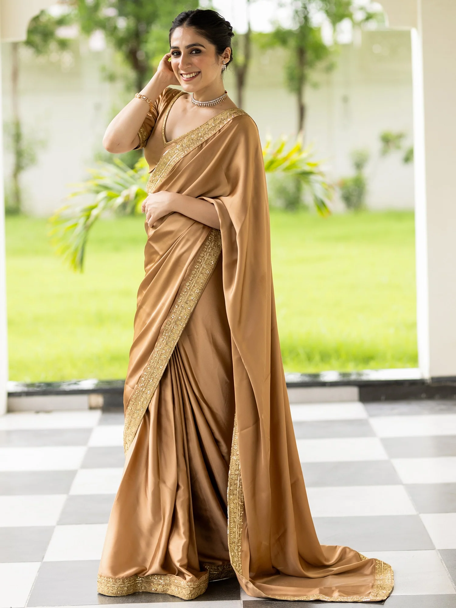 Majesty Beige Saree - Image 7