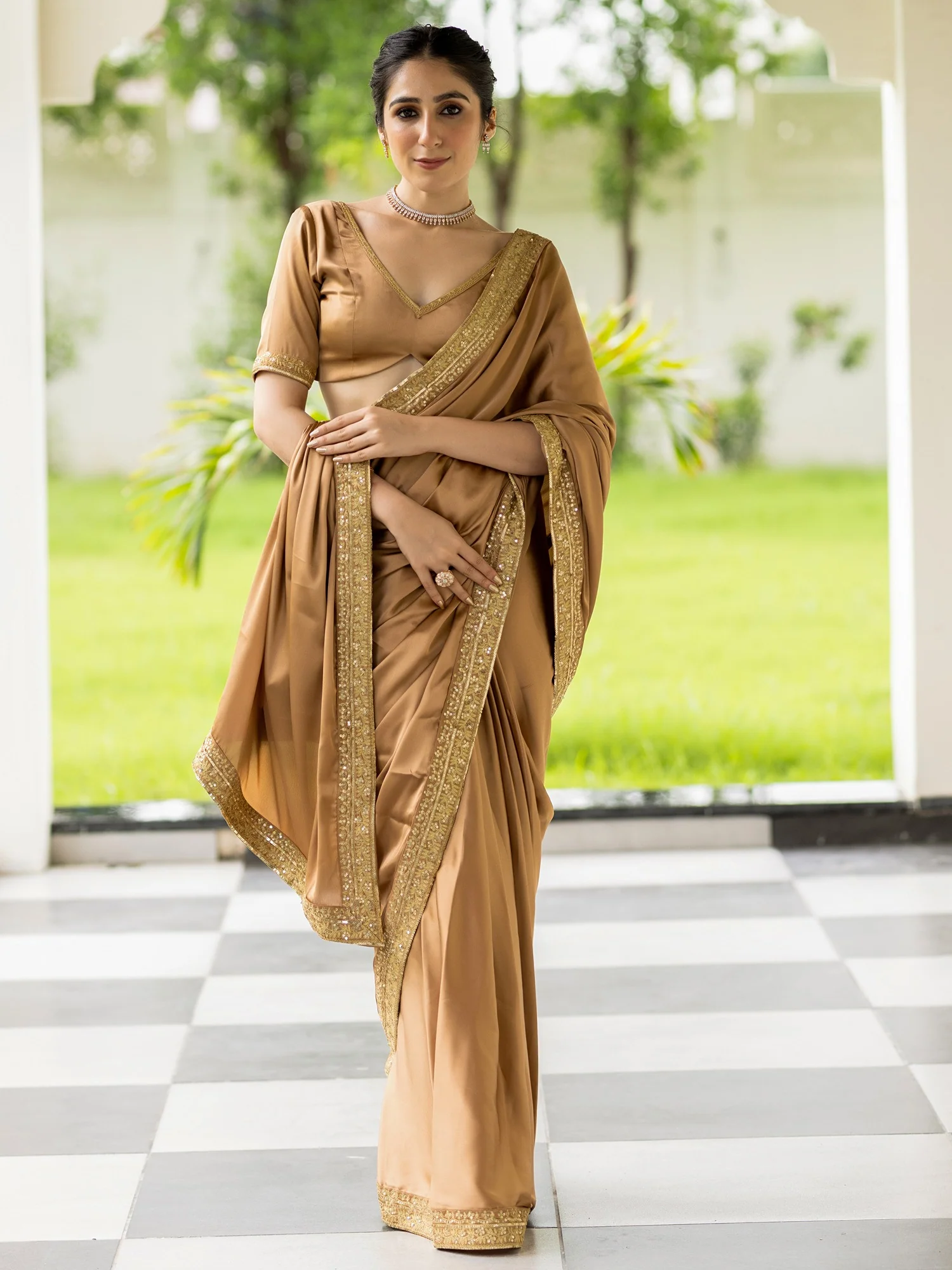 Majesty Beige Saree - Image 8