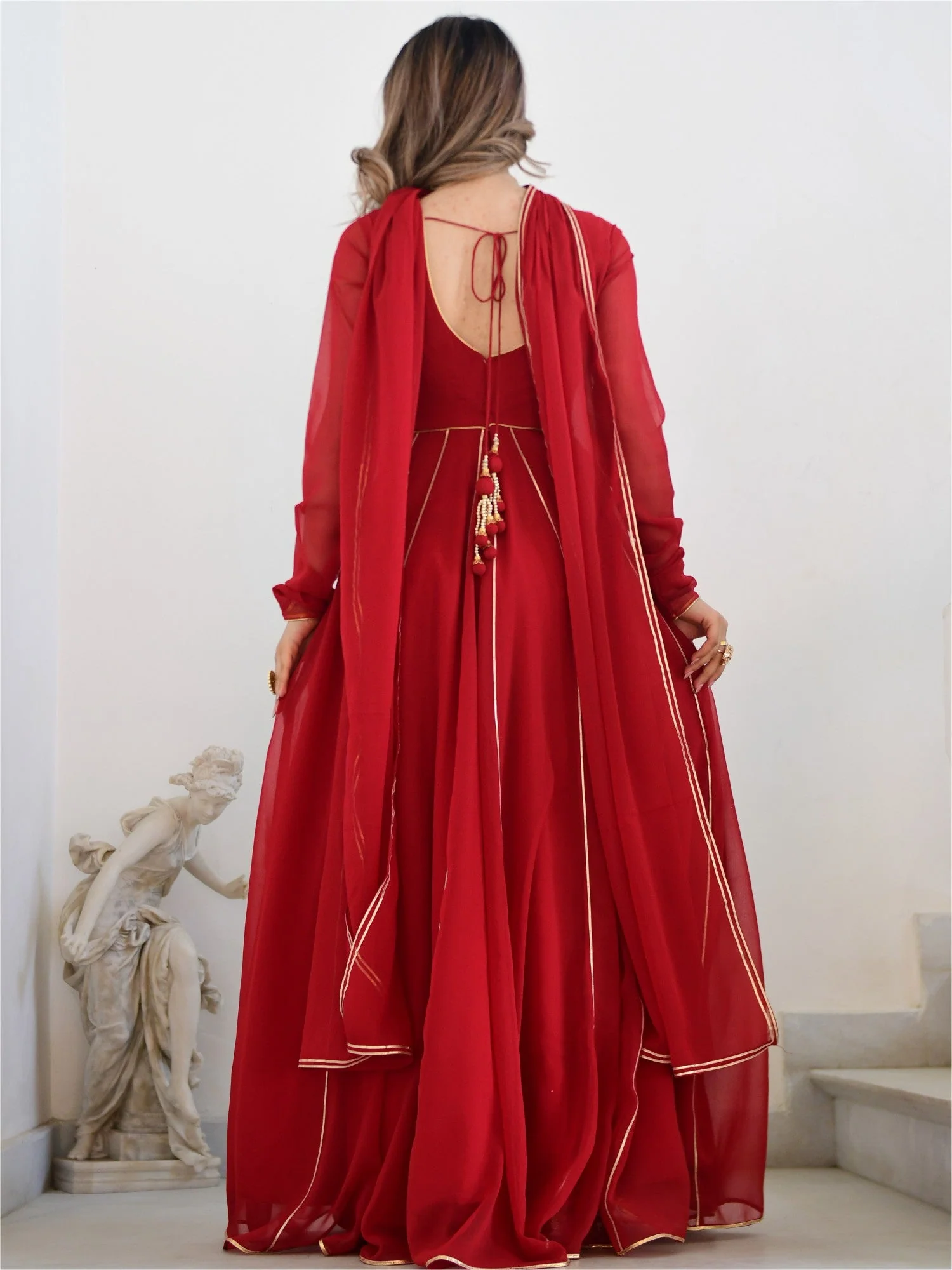 Maroon Embroidered Anarkali - Image 5
