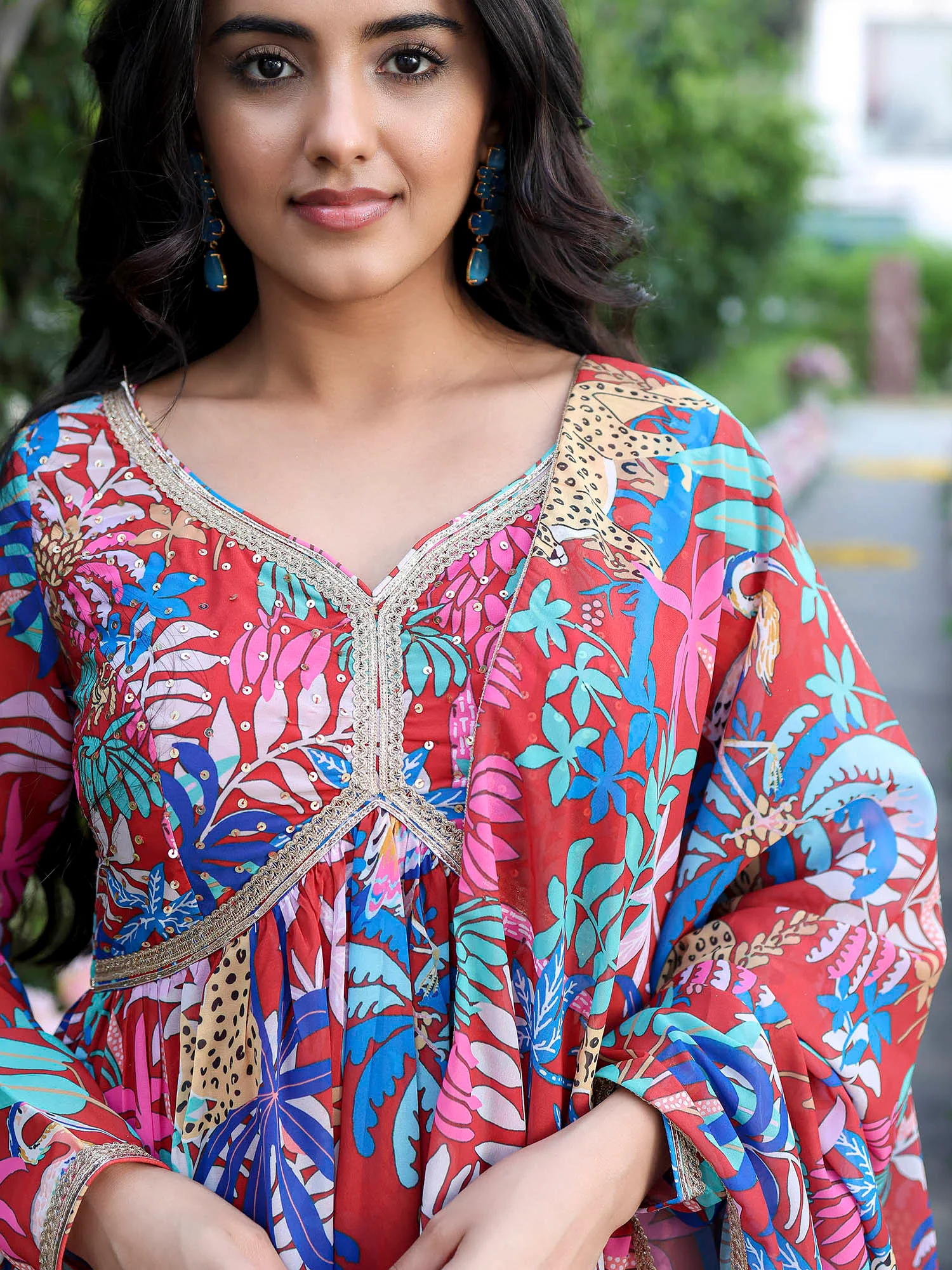 Maroon Printed Anarkali Set - Image 6