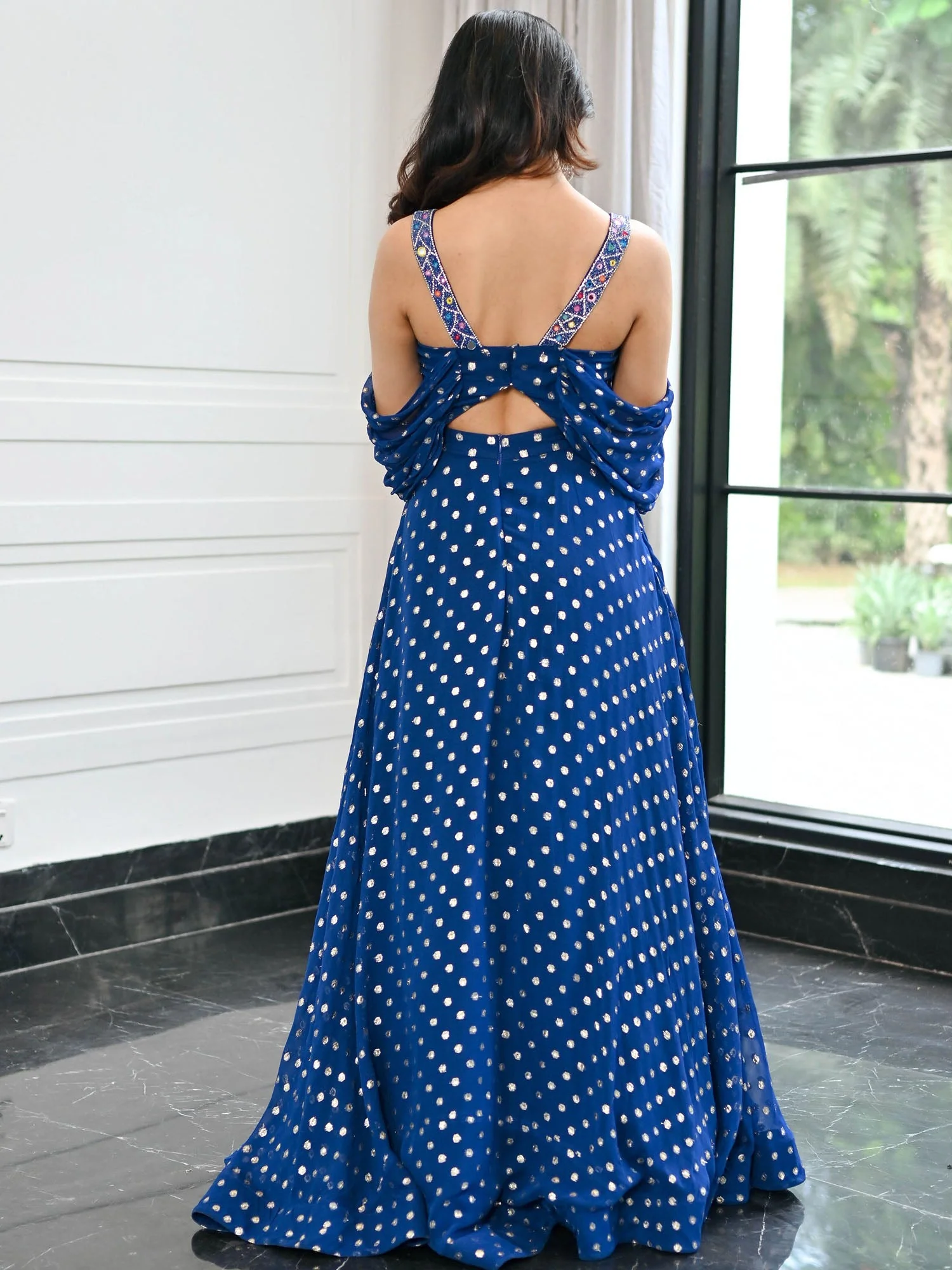 Meenakari Blue Long Gown - Image 3